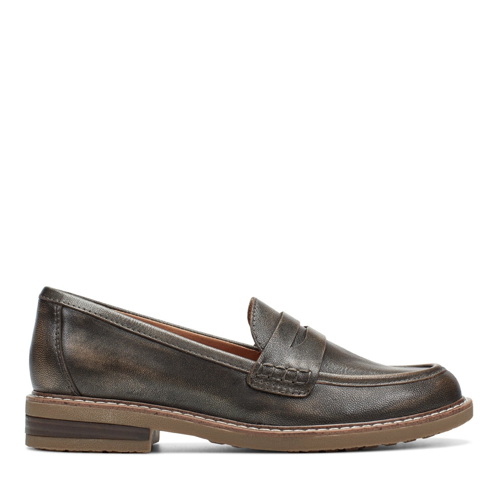 Earth Javas Slip-on Penny Casual Cushioned Arch Support Women's Mules & Loafers - Pewter Leather - 1