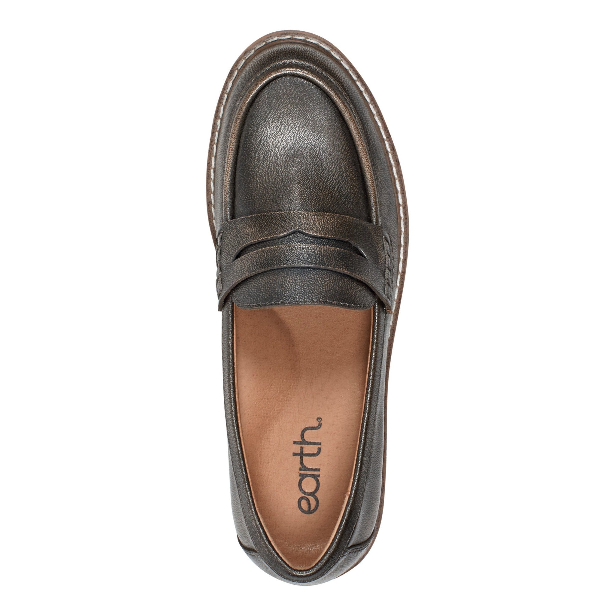 Earth Javas Slip-on Penny Casual Cushioned Arch Support Women's Mules & Loafers - Pewter Leather - 5