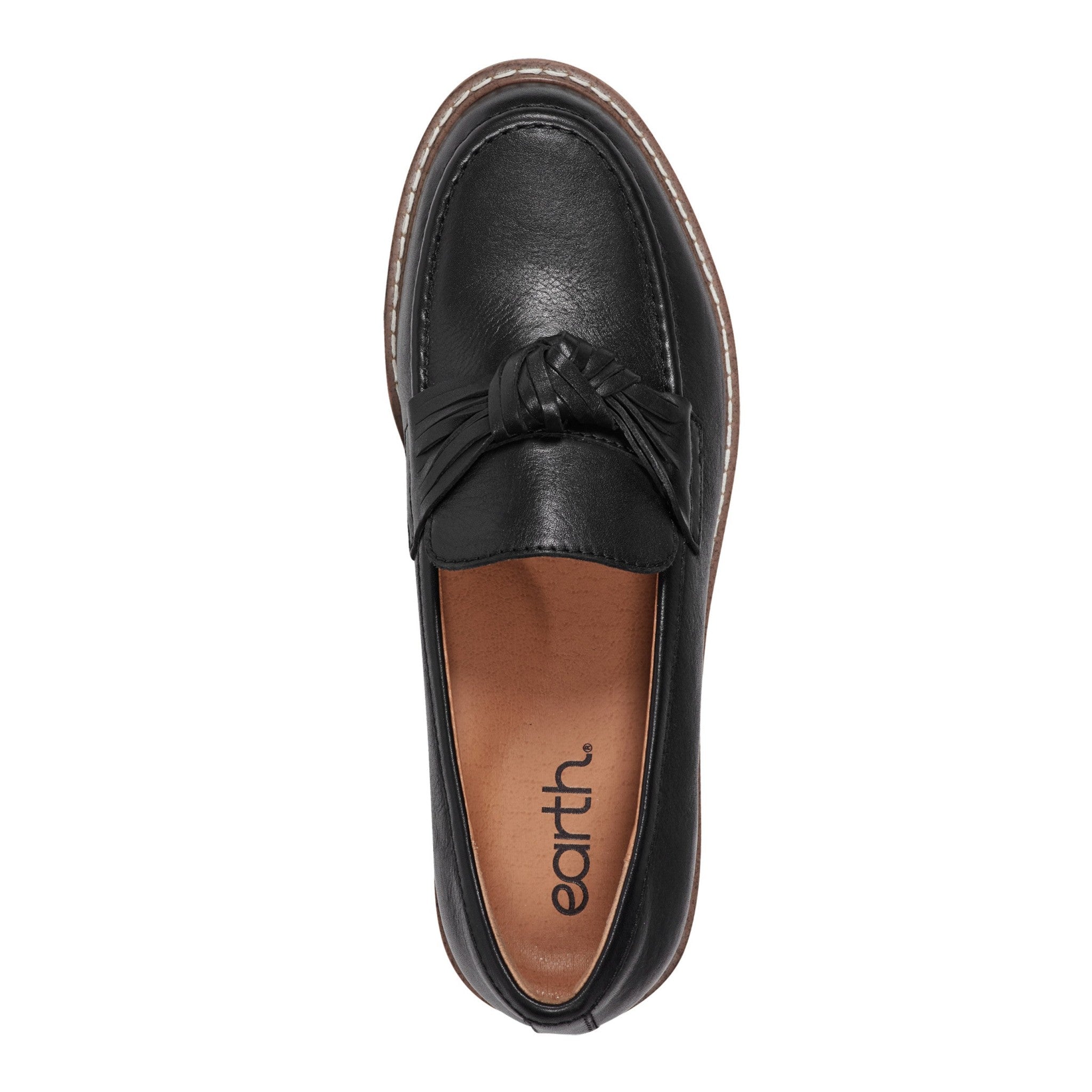 Earth Jayde Leather Knotted Casual - Cushioned Arch Support Women's Mules & Loafers - Black Leather - 5