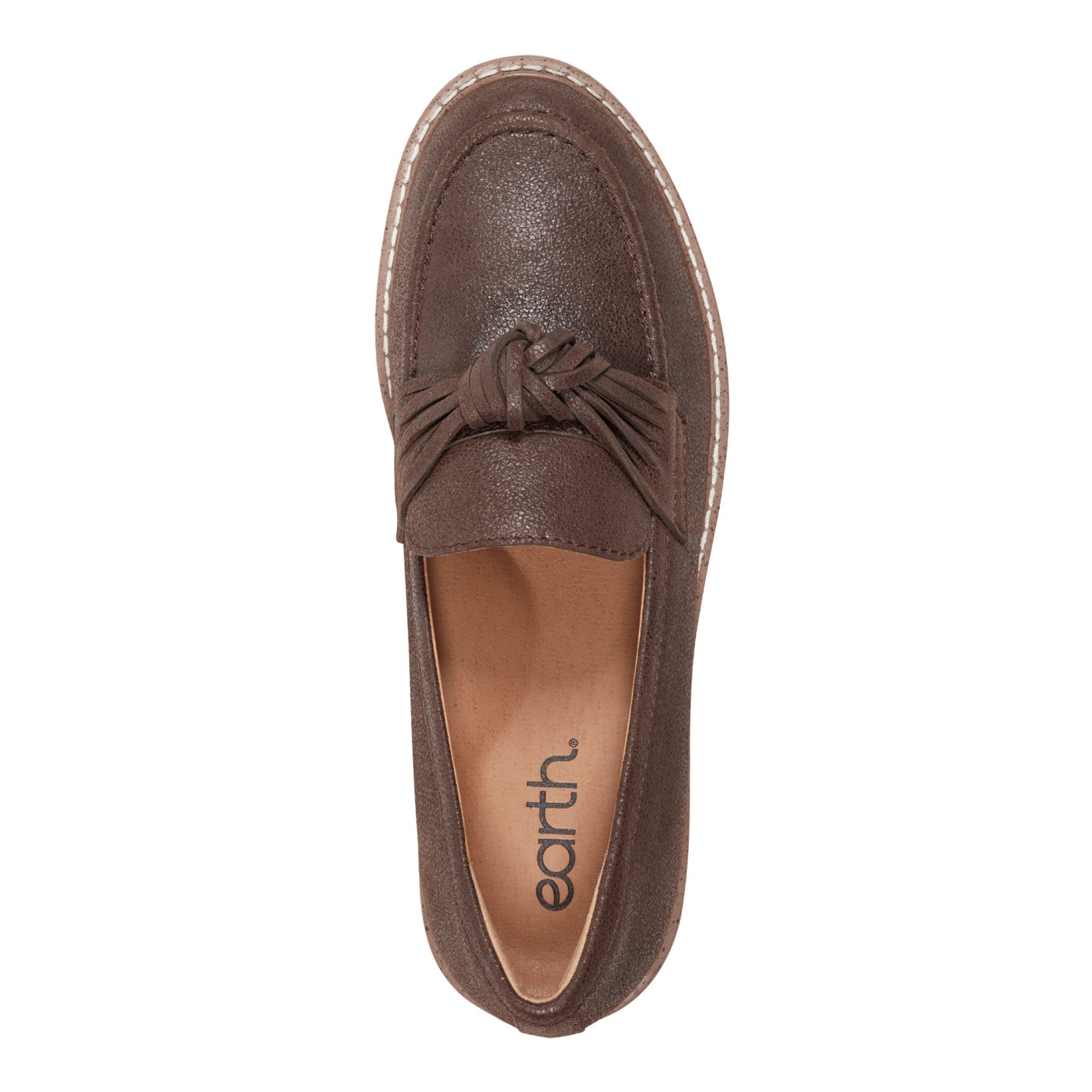 Earth Jayde Leather Knotted Casual - Cushioned Arch Support Women's Mules & Loafers - Dark Brown Leather - 5