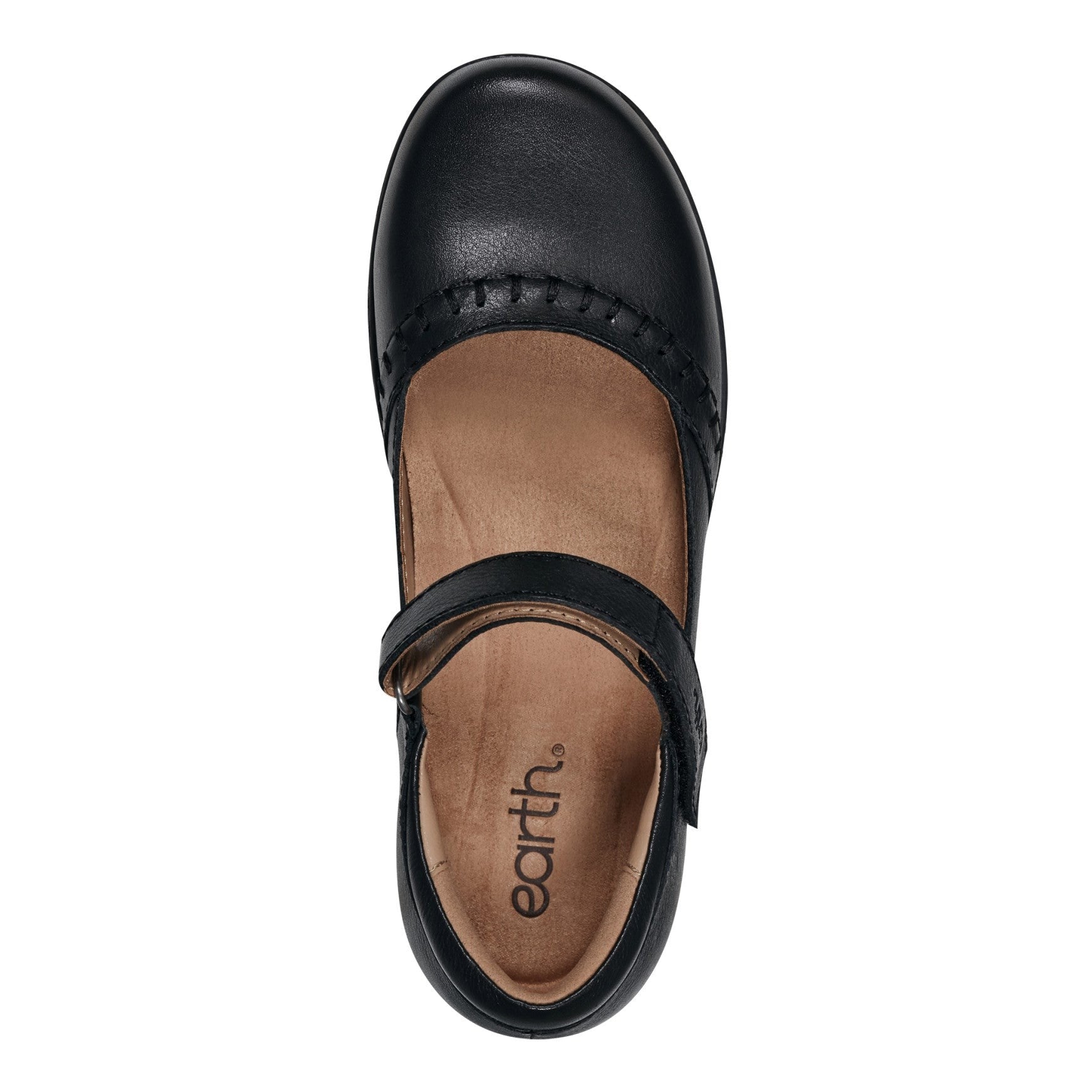 Earth Kalece Leather Mary Jane Casual Cushioned Arch Support Women's Mules & Loafers - Black Leather - 5