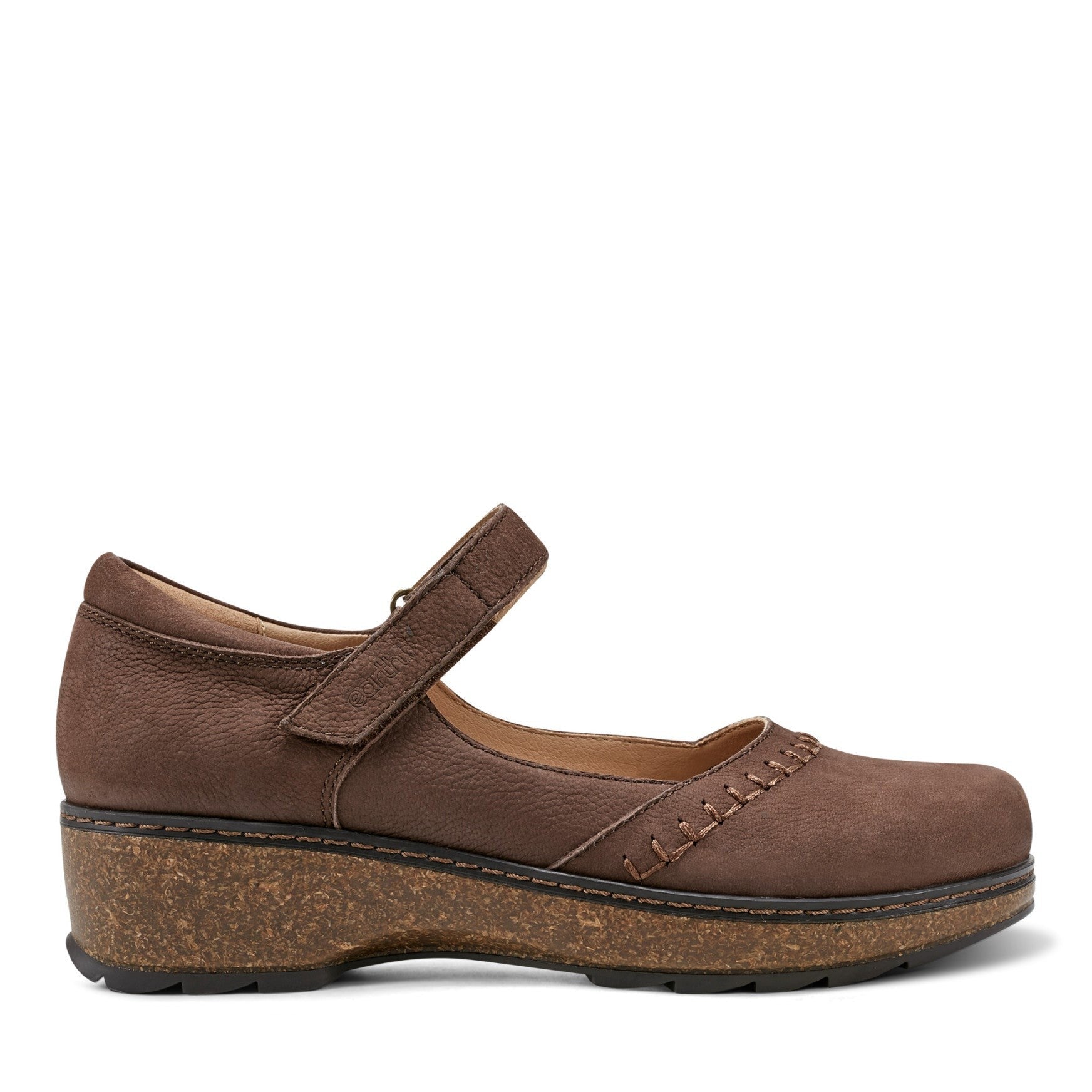 Earth Kalece Leather Mary Jane Casual Cushioned Arch Support Women's Mules & Loafers - Dark Brown Leather - 1