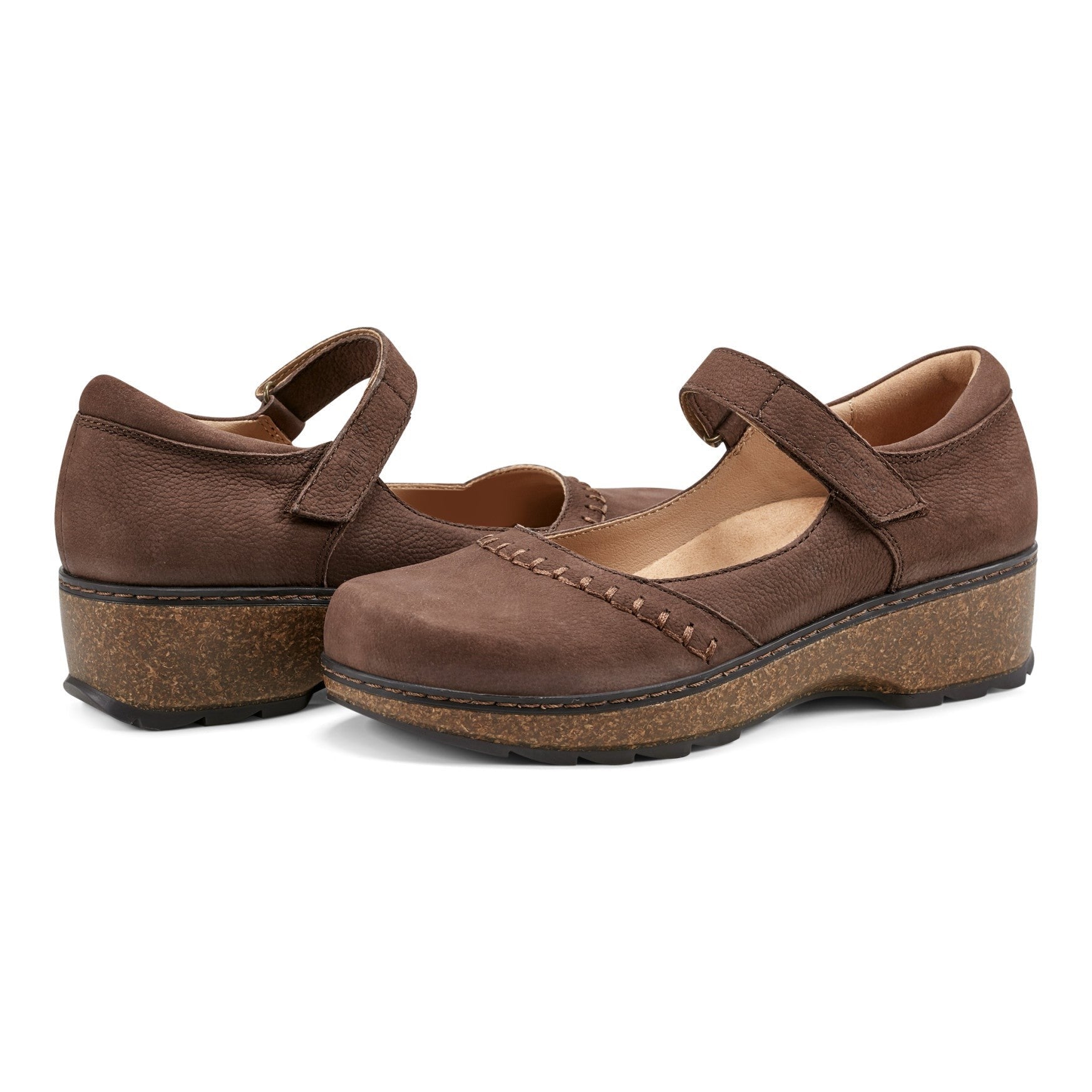 Earth Kalece Leather Mary Jane Casual Cushioned Arch Support Women's Mules & Loafers - Dark Brown Leather - 7
