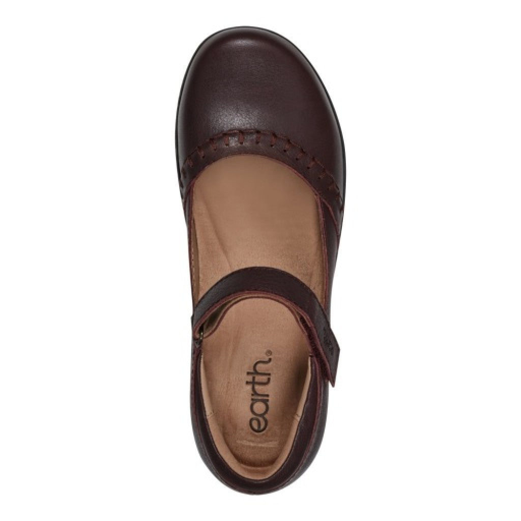 Earth Kalece Leather Mary Jane Casual Cushioned Arch Support Women's Mules & Loafers - Dark Red - 6