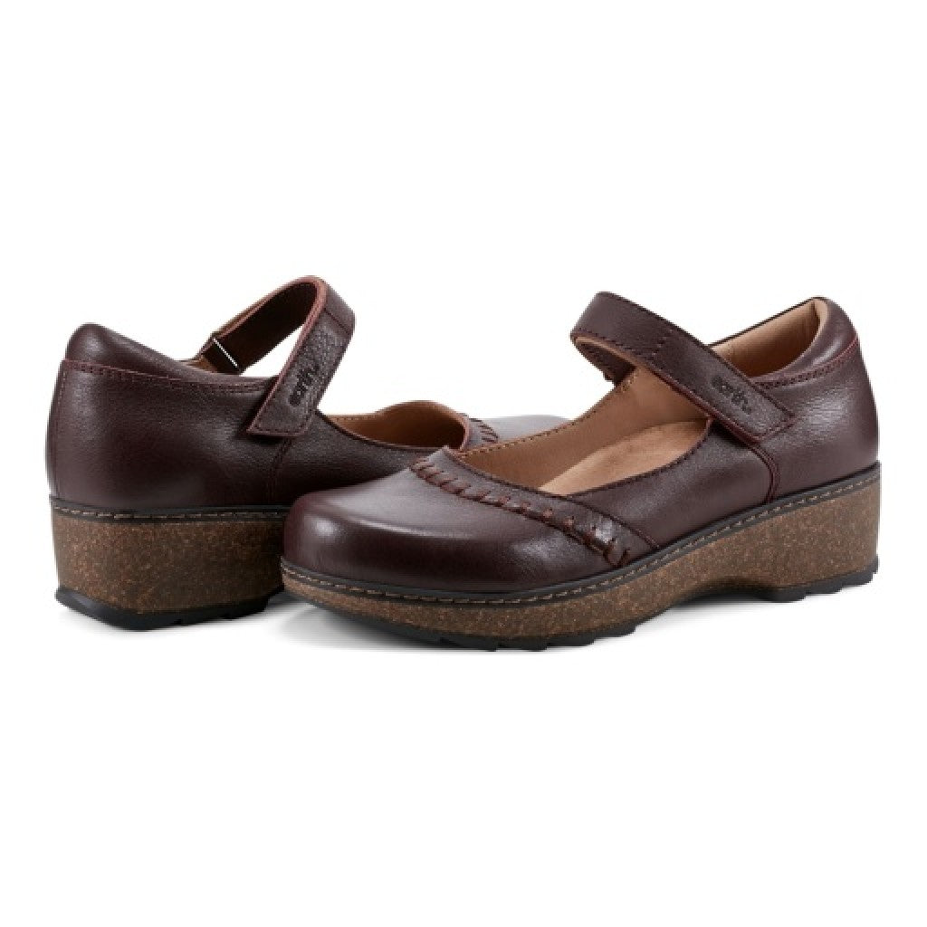 Earth Kalece Leather Mary Jane Casual Cushioned Arch Support Women's Mules & Loafers - Dark Red - 7