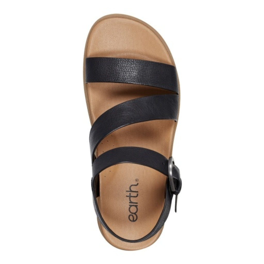 Earth Lainey Cushioned Arch Support Strappy Women's Sandal - Black - 6