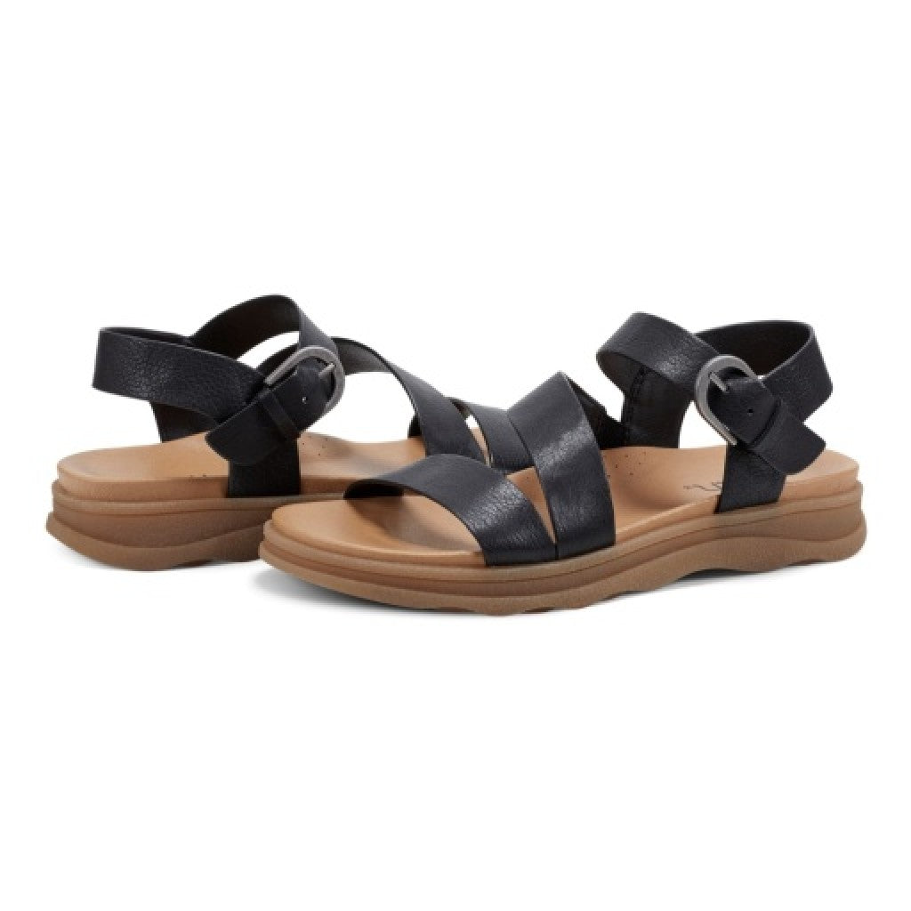 Earth Lainey Cushioned Arch Support Strappy Women's Sandal - Black - 7