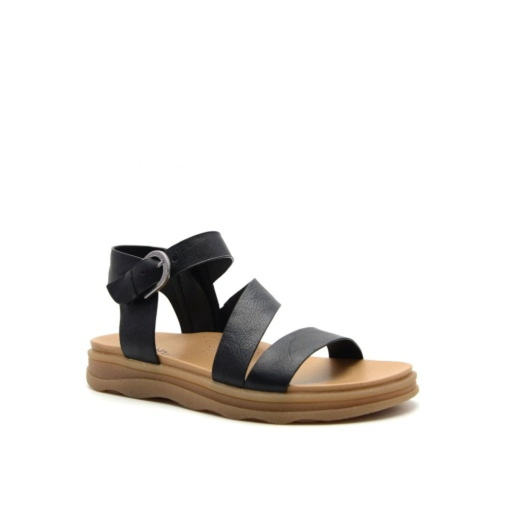 Earth Lainey Cushioned Arch Support Strappy Women's Sandal - Black - 8