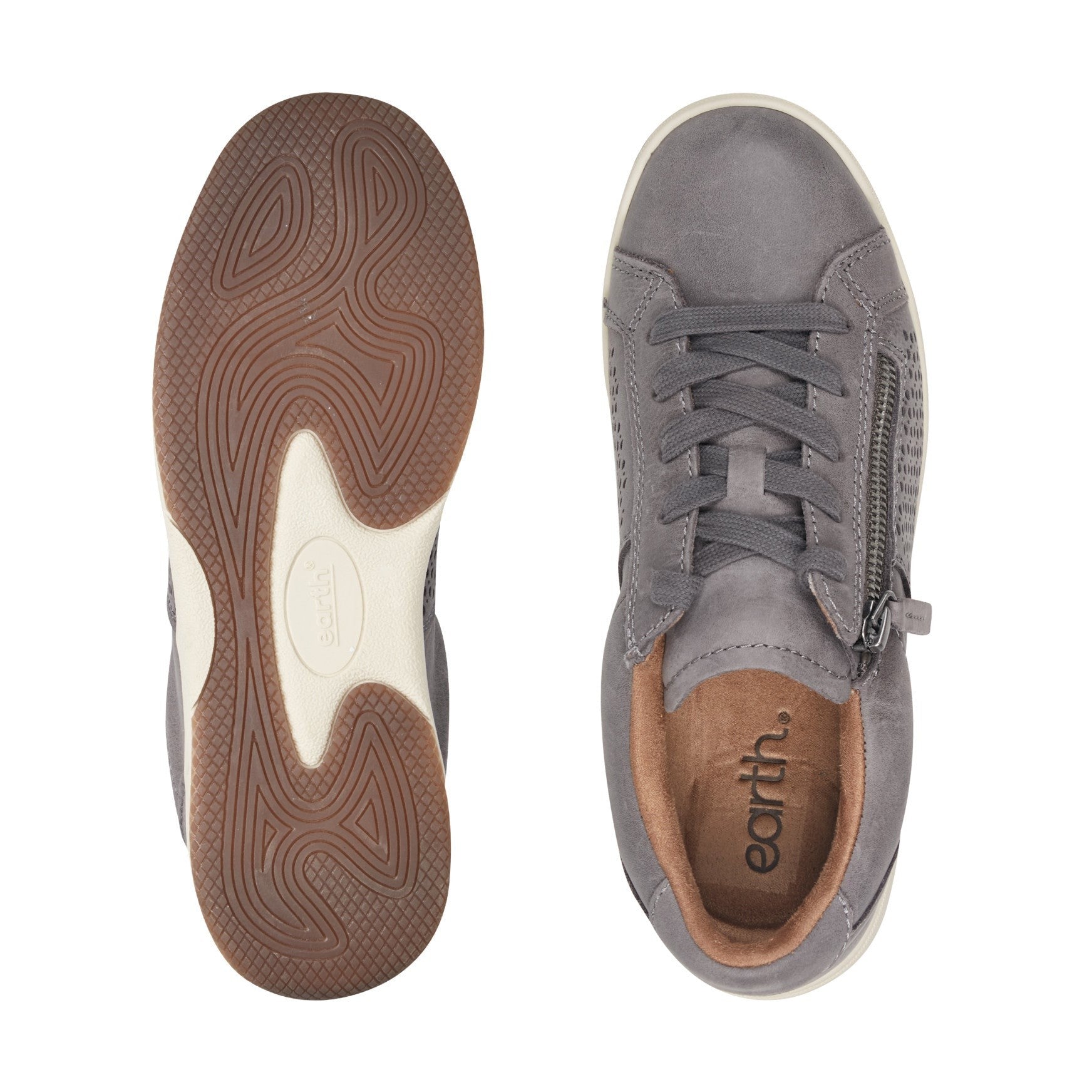 Earth Netta Cushioned Lace-up Women's Sneaker - Medium Grey Leather - 6