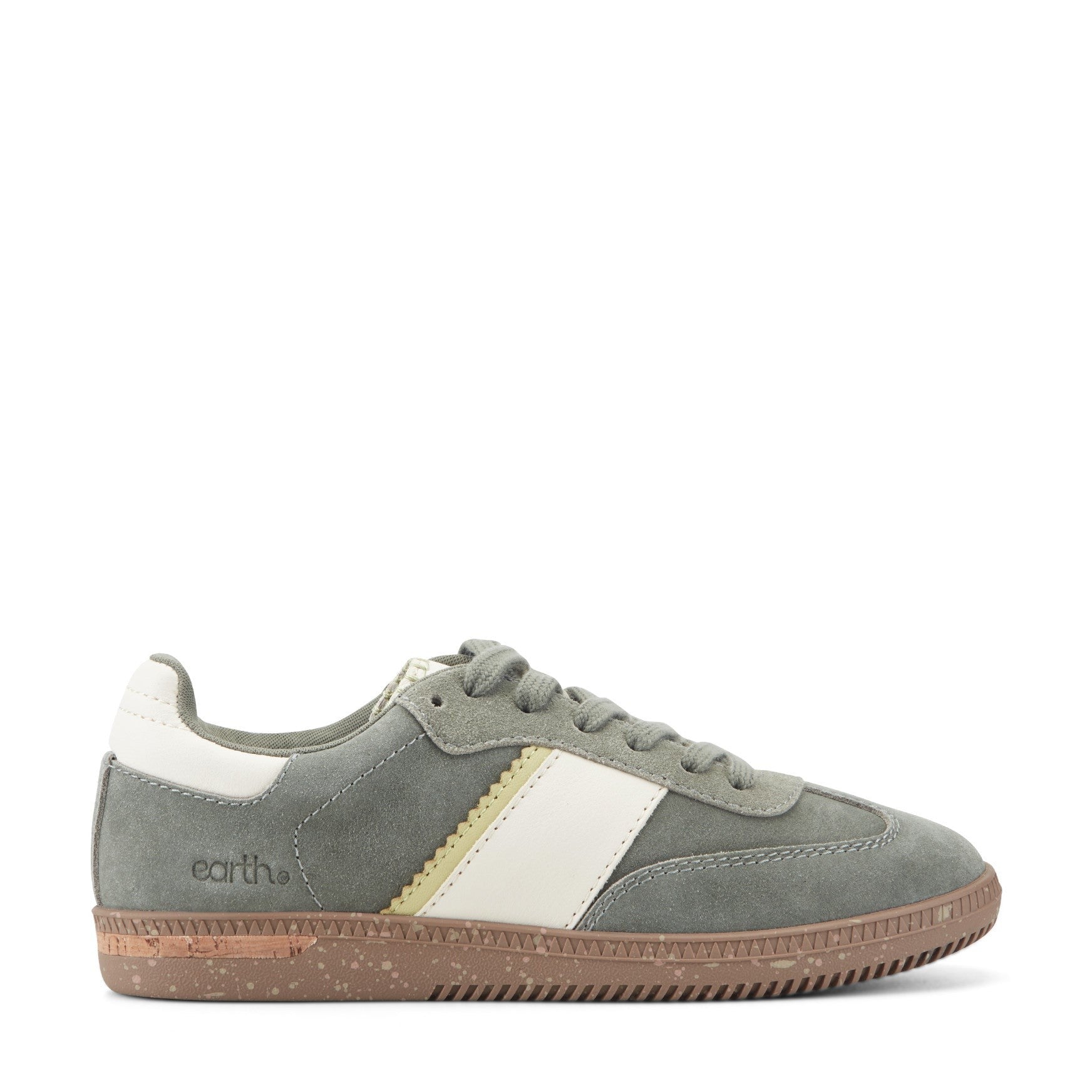 Earth Penny Lace-Up Casual Cushioned Arch-Support Women's Sneaker - Green Suede - 1