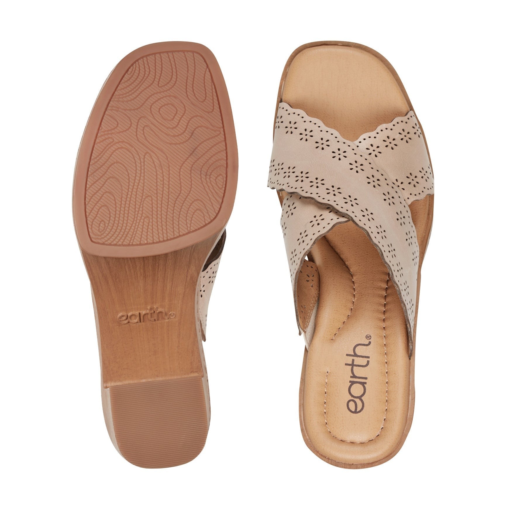 Earth Qamra Cushioned Platform Slip-On Women's Dress Sandal - Light Natural Leather - 5