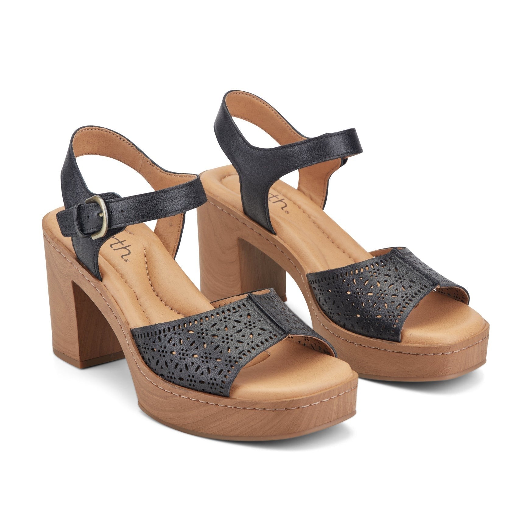 Earth Quinty Cushioned Arch Support Heeled Dress Sandal Women's Heeled Dress Sandal - Black Leather - 2