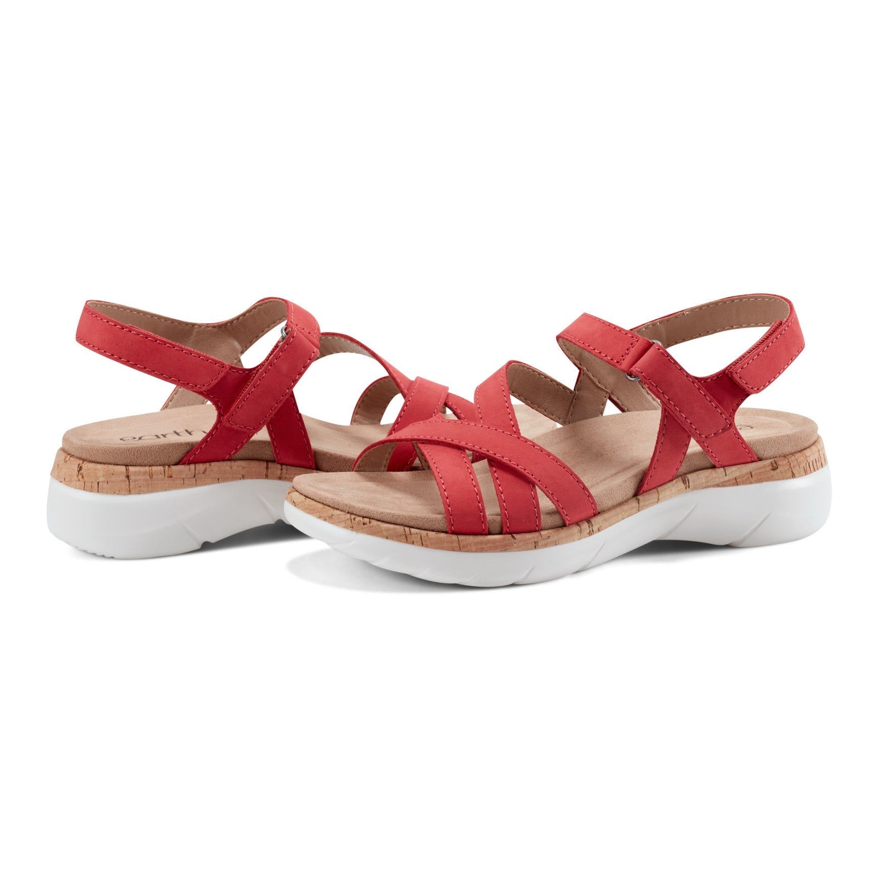 Earth Rosie Cushioned Arch-Support Strappy Flat - Women's Casual Sandal - Medium Red - 7