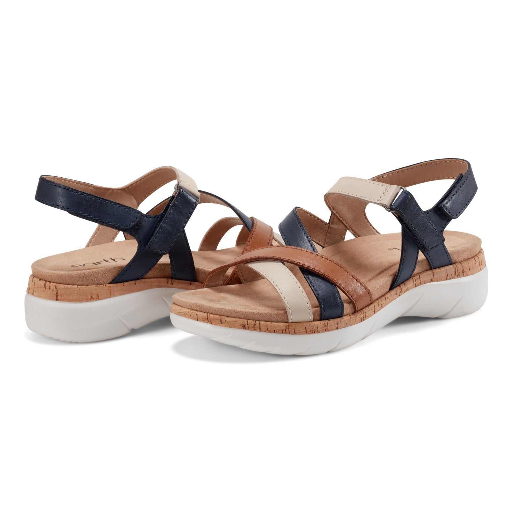 Earth Rosie Cushioned Arch-Support Strappy Flat - Women's Casual Sandal - Natural Multi - 7