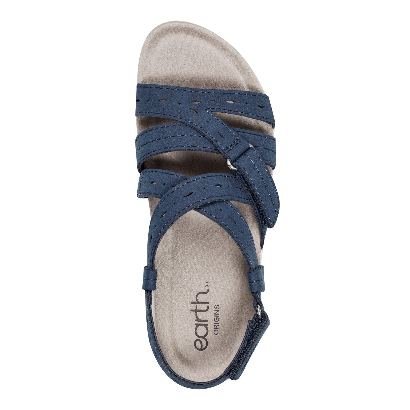 Earth Samsin Round Toe Strappy Casual Flat Sandal - Cushioned Arch Support Women's Casual Flat Sandal - Dark Blue - 5