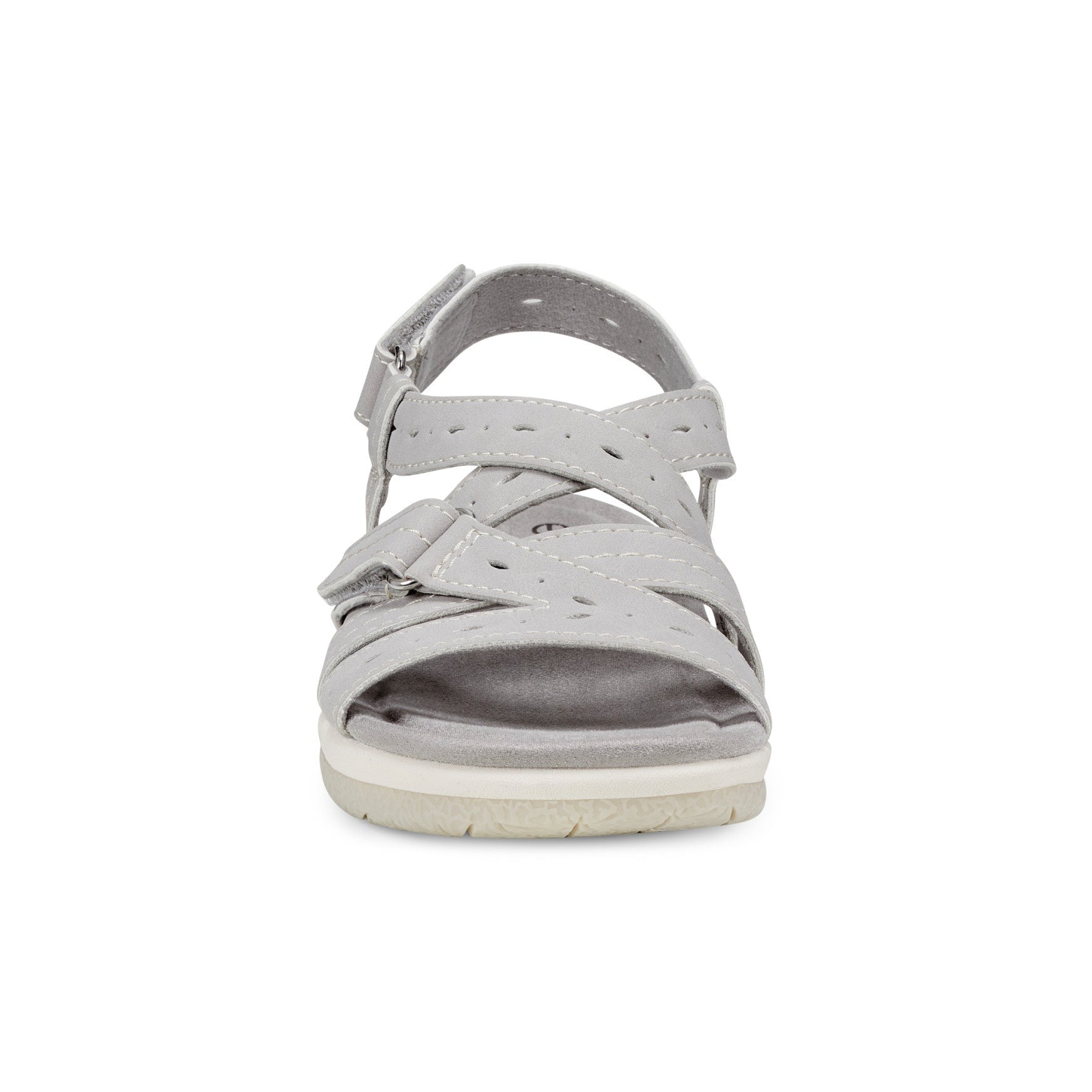 Earth Samsin Round Toe Strappy Casual Flat Sandal - Cushioned Arch Support Women's Casual Flat Sandal - Light Gray - 3