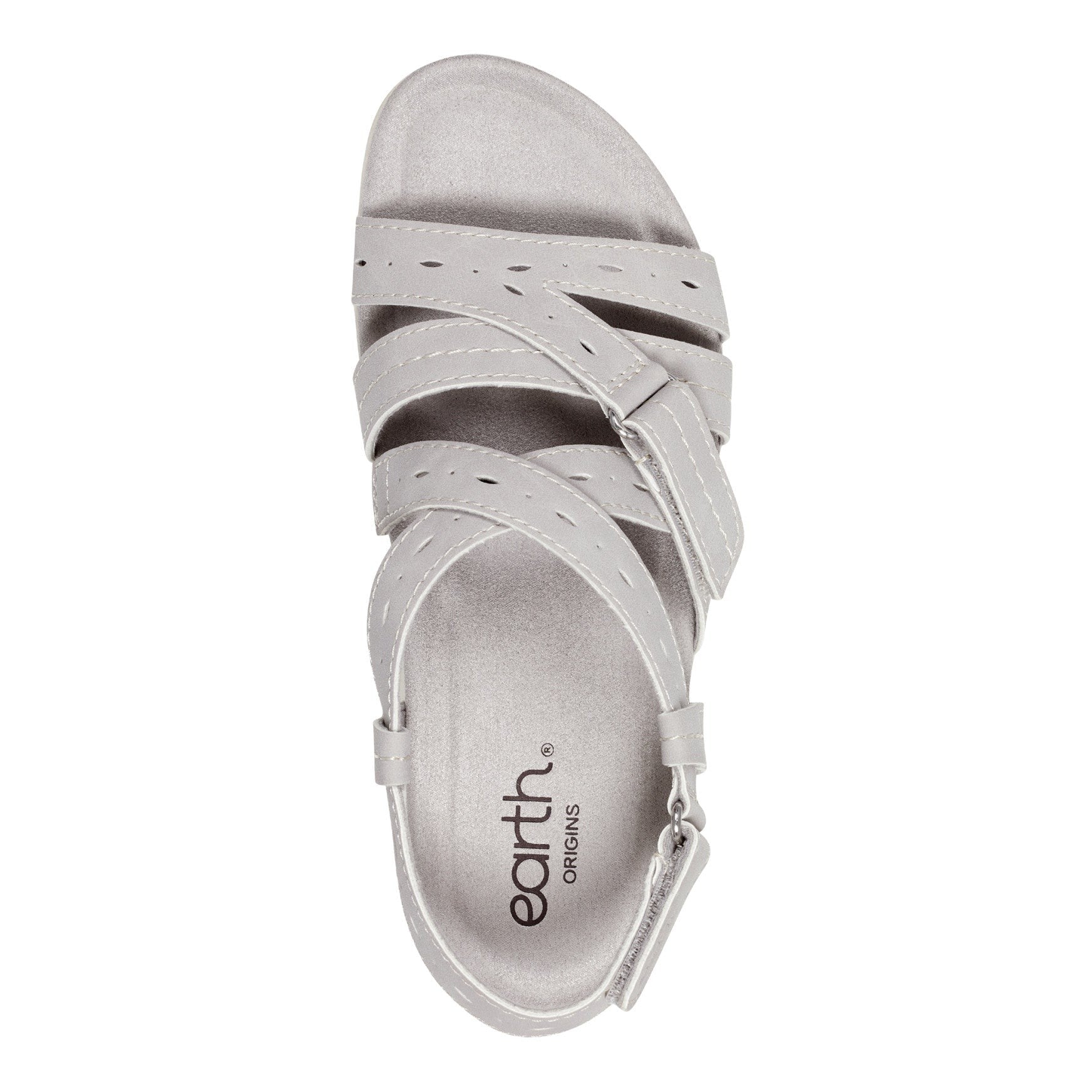 Earth Samsin Round Toe Strappy Casual Flat Sandal - Cushioned Arch Support Women's Casual Flat Sandal - Light Gray - 5
