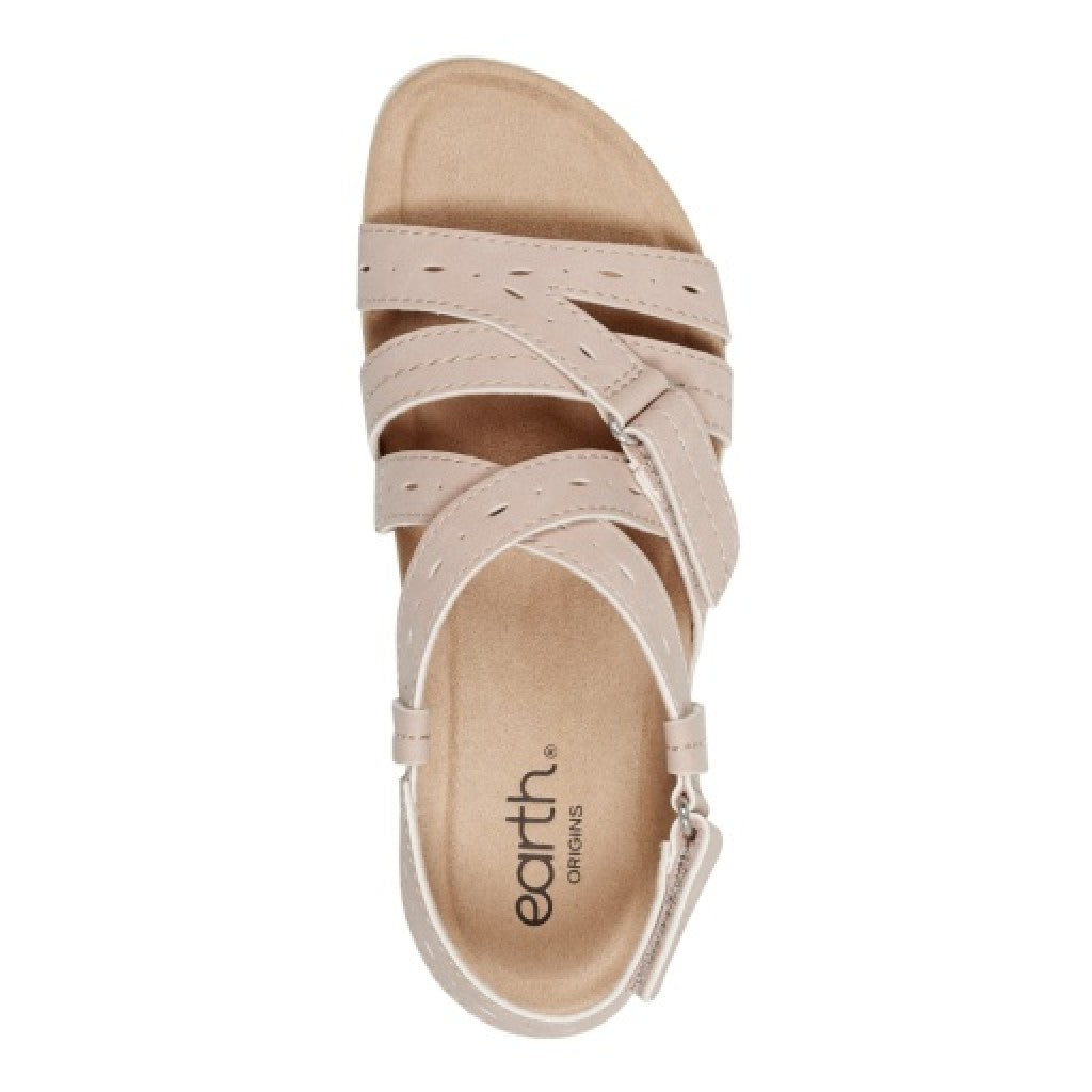 Earth Samsin Round Toe Strappy Casual Flat Sandal - Cushioned Arch Support Women's Casual Flat Sandal - Light Pink - 6