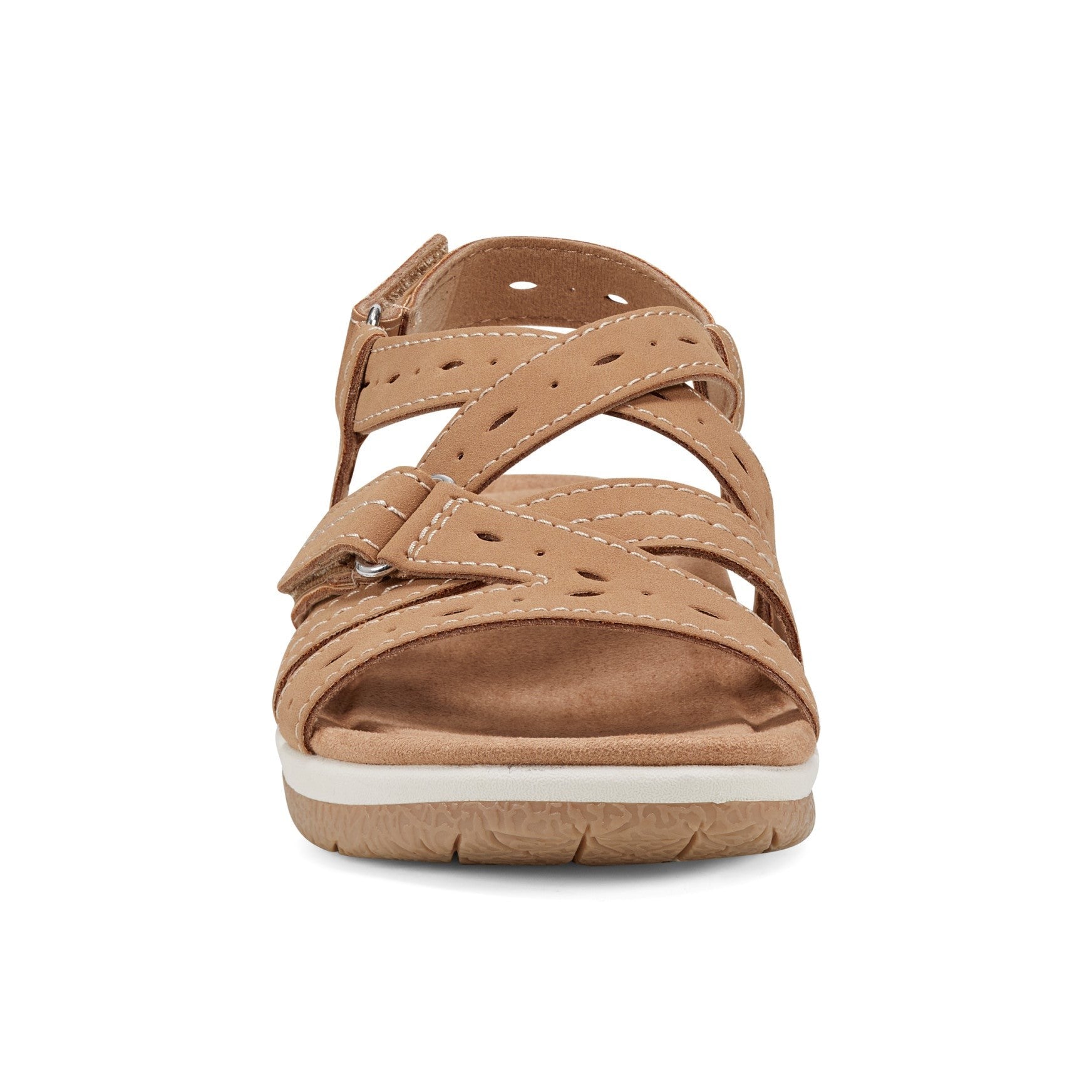 Earth Samsin Round Toe Strappy Casual Flat Sandal - Cushioned Arch Support Women's Casual Flat Sandal - Medium Natural - 3