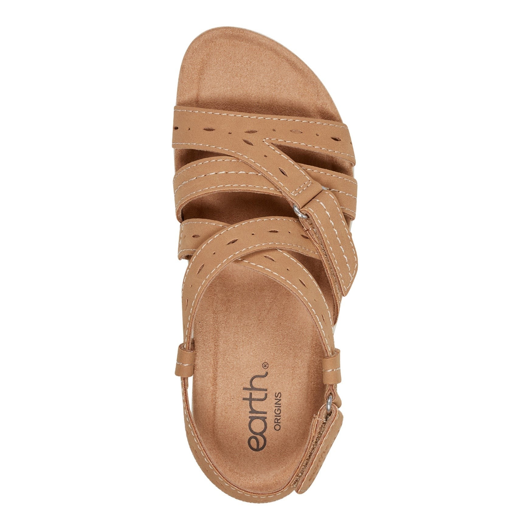 Earth Samsin Round Toe Strappy Casual Flat Sandal - Cushioned Arch Support Women's Casual Flat Sandal - Medium Natural - 5
