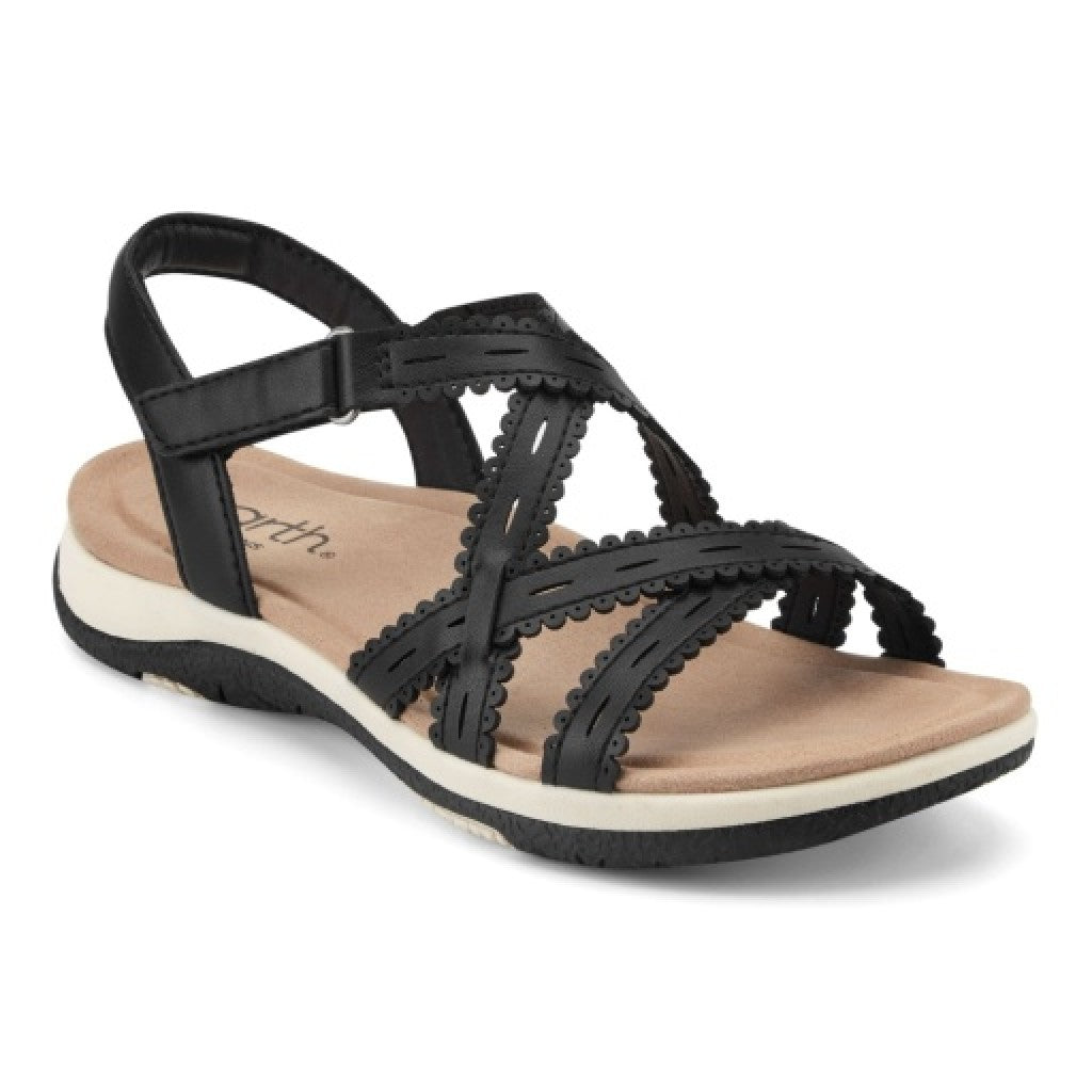 Earth Sanetra Strappy Sandal Cushioned Arch Support Women's Sandal - Black - 1