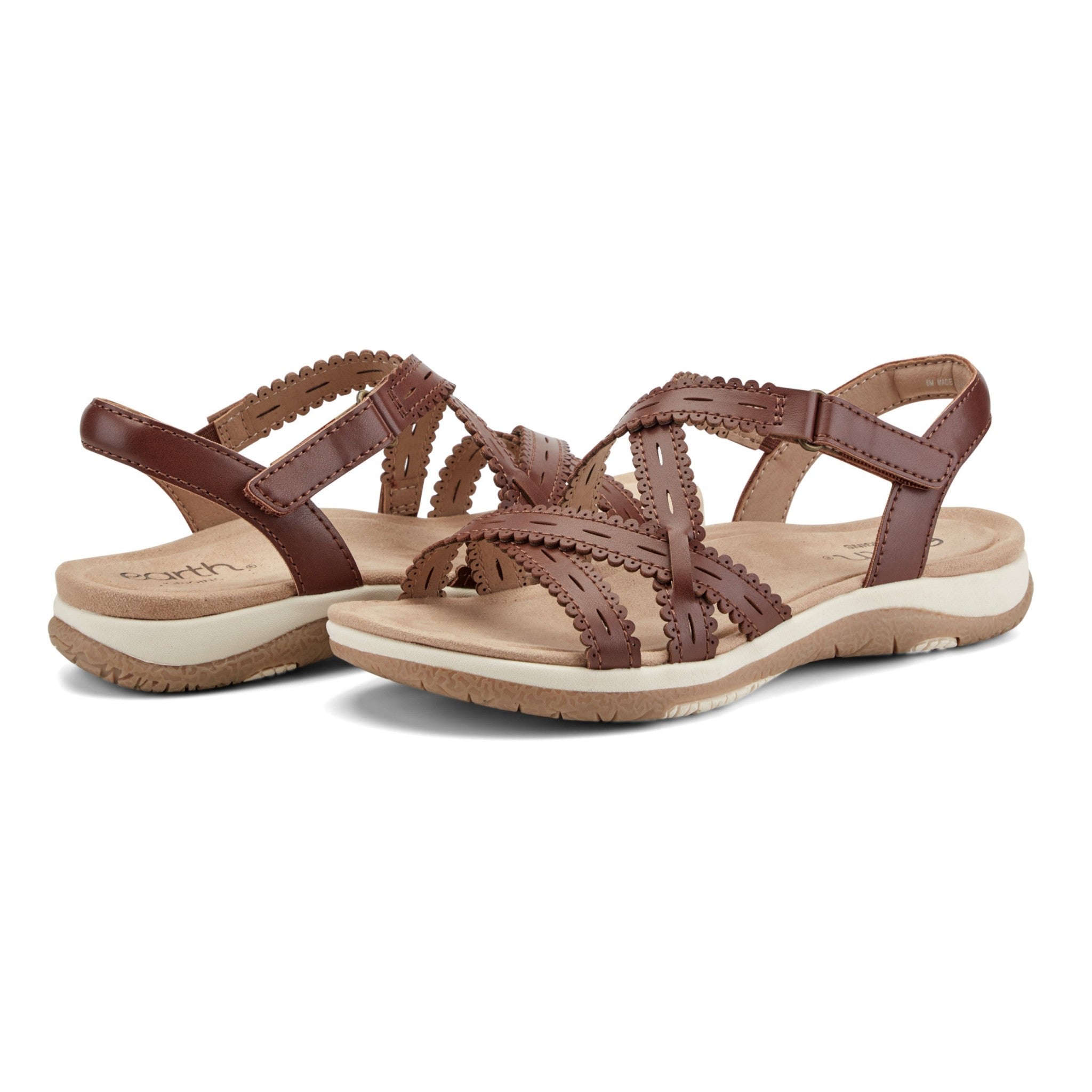Earth Sanetra Strappy Sandal Cushioned Arch Support Women's Sandal - Dark Brown - 7