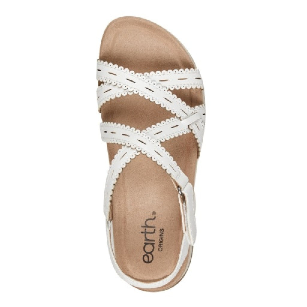 Earth Sanetra Strappy Sandal Cushioned Arch Support Women's Sandal - White - 6