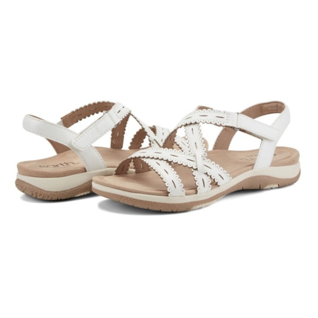 Earth Sanetra Strappy Sandal Cushioned Arch Support Women's Sandal - White - 7