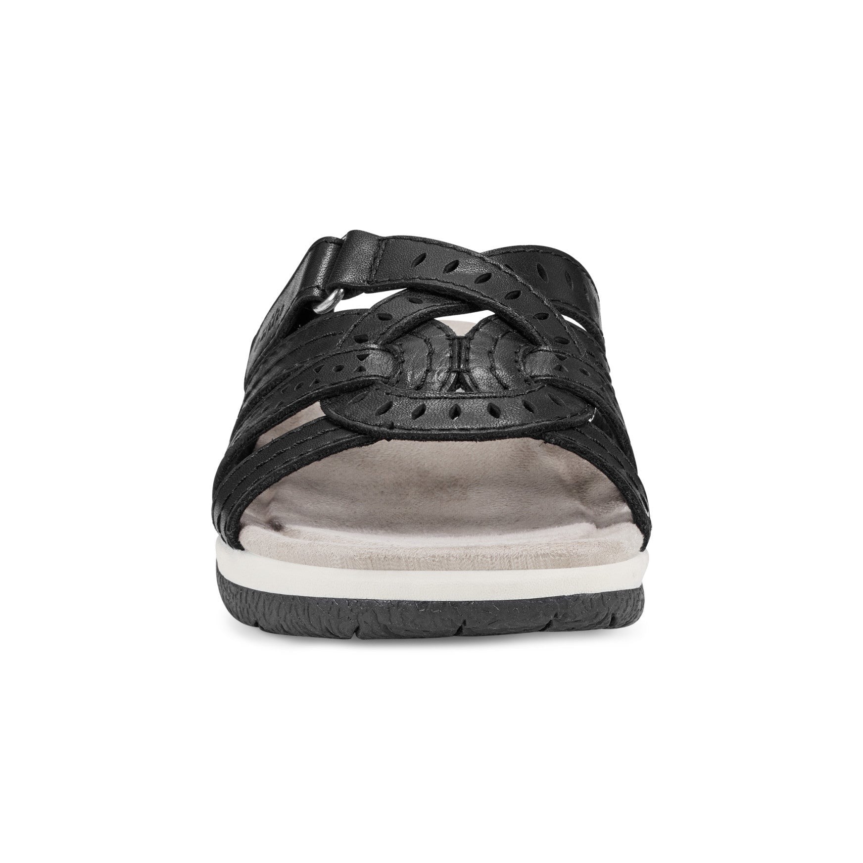 Earth Sassoni Strappy Cushioned Arch-Support Slip-On Women's Flat Sandal - Black - 3