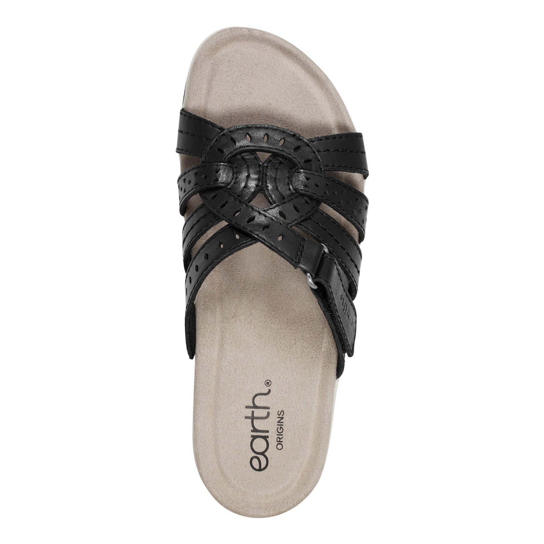 Earth Sassoni Strappy Cushioned Arch-Support Slip-On Women's Flat Sandal - Black - 5