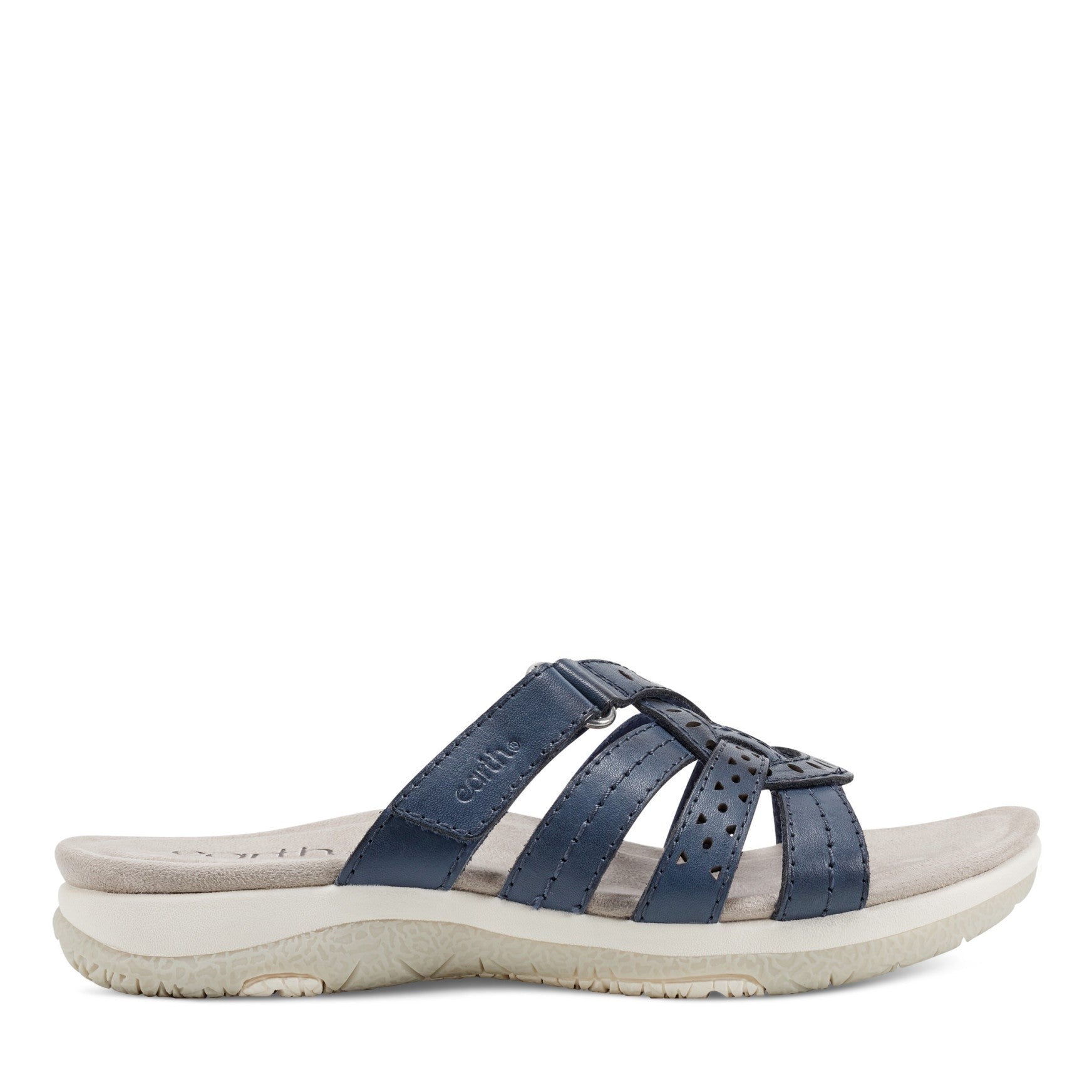 Earth Sassoni Strappy Cushioned Arch-Support Slip-On Women's Flat Sandal - Dark Blue - 1