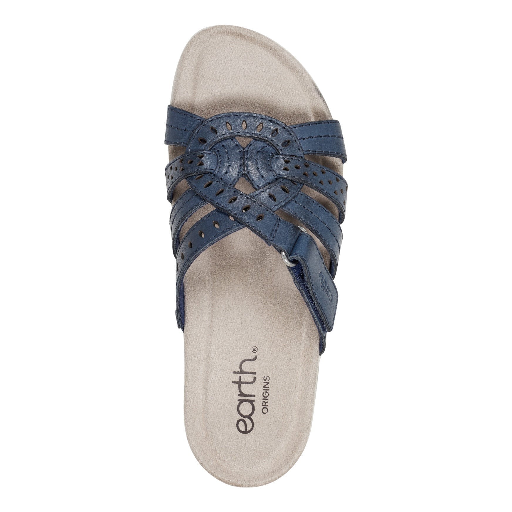 Earth Sassoni Strappy Cushioned Arch-Support Slip-On Women's Flat Sandal - Dark Blue - 5