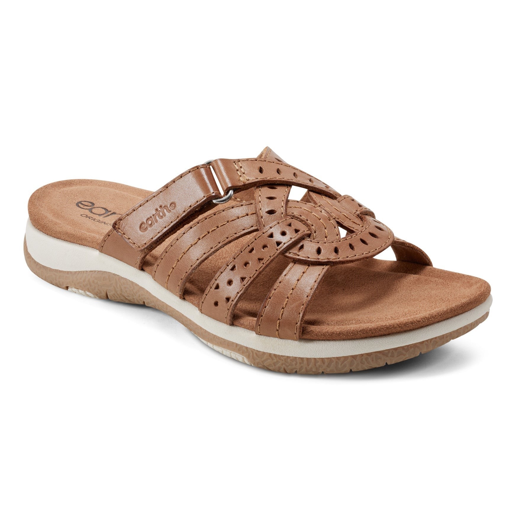 Earth Sassoni Strappy Cushioned Arch-Support Slip-On Women's Flat Sandal - Medium Natural - 2