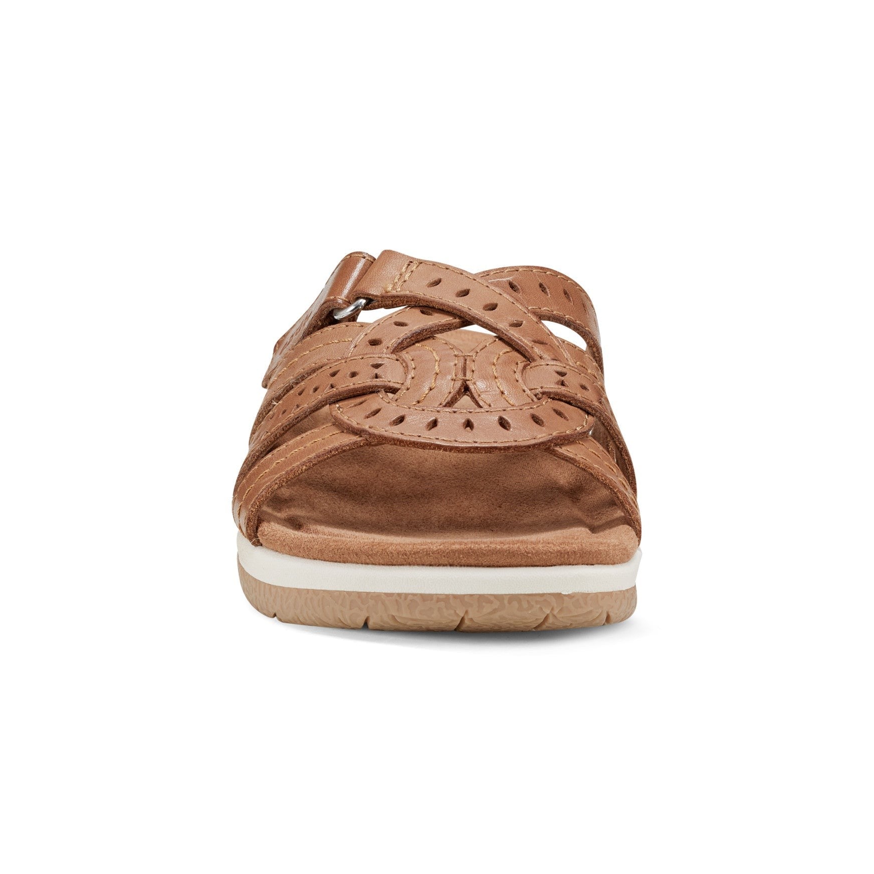 Earth Sassoni Strappy Cushioned Arch-Support Slip-On Women's Flat Sandal - Medium Natural - 3