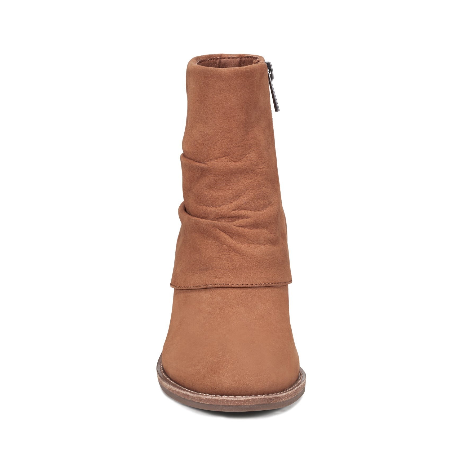 Earth Savvy Block Heel Ruched Bootie Cushioned Arch Support Women's Ankle Boot - Medium Natural Leather - 3