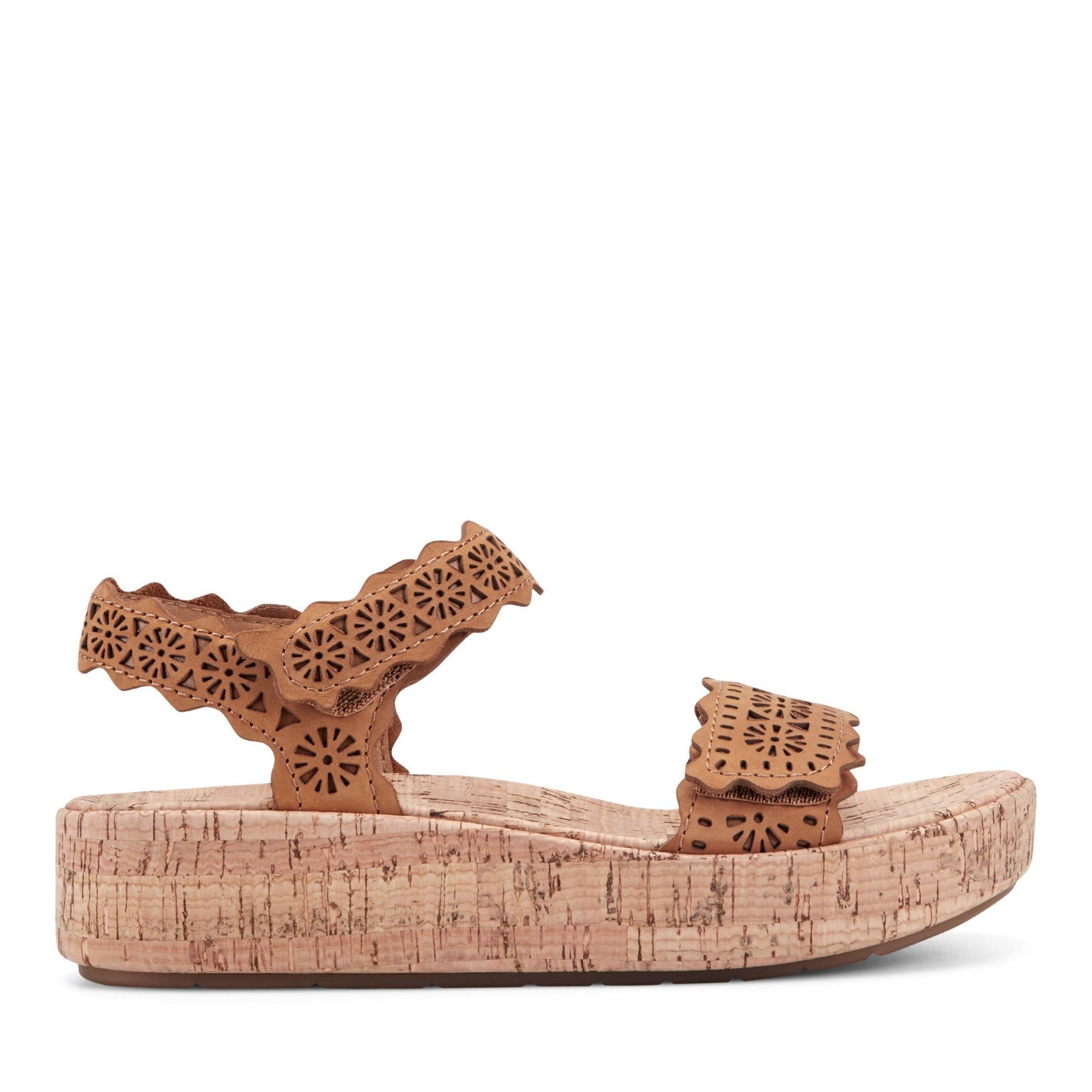 Earth Slata Cushioned Cork-Footbed Women's Casual Leather Sandal - Dark Natural Leather - 1