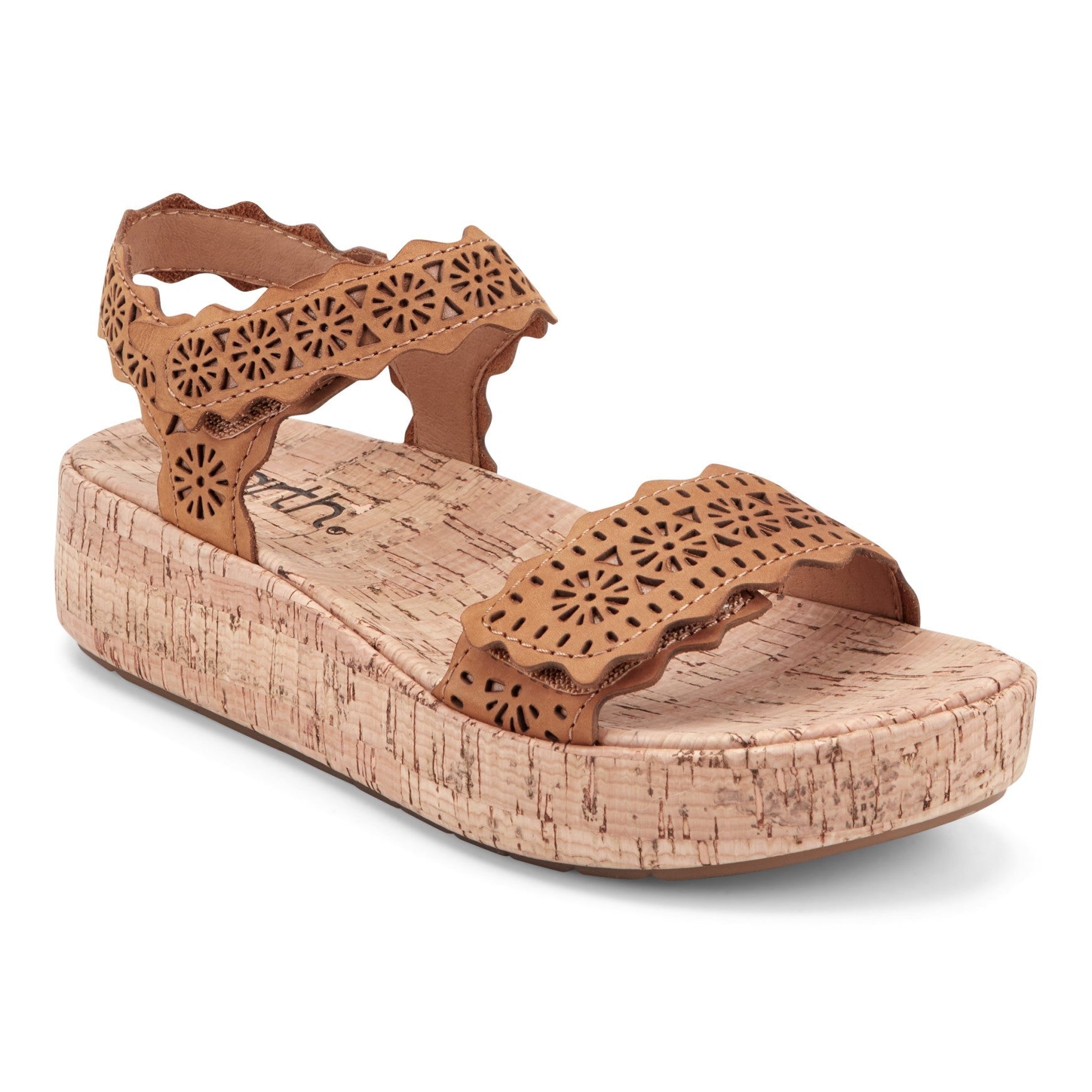 Earth Slata Cushioned Cork-Footbed Women's Casual Leather Sandal - Dark Natural Leather - 2