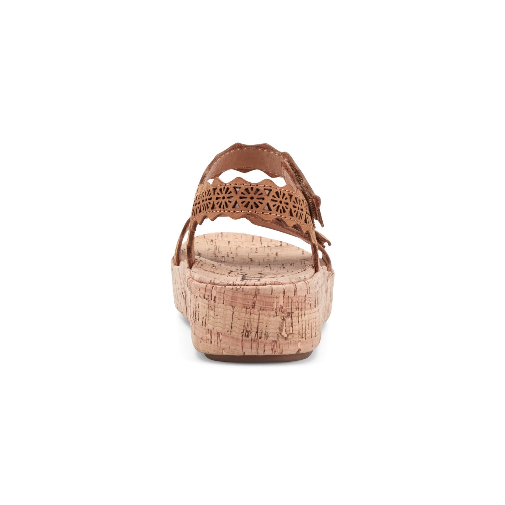 Earth Slata Cushioned Cork-Footbed Women's Casual Leather Sandal - Dark Natural Leather - 4
