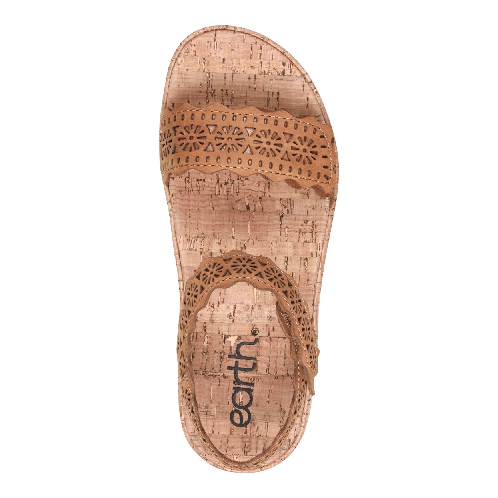 Earth Slata Cushioned Cork-Footbed Women's Casual Leather Sandal - Dark Natural Leather - 5