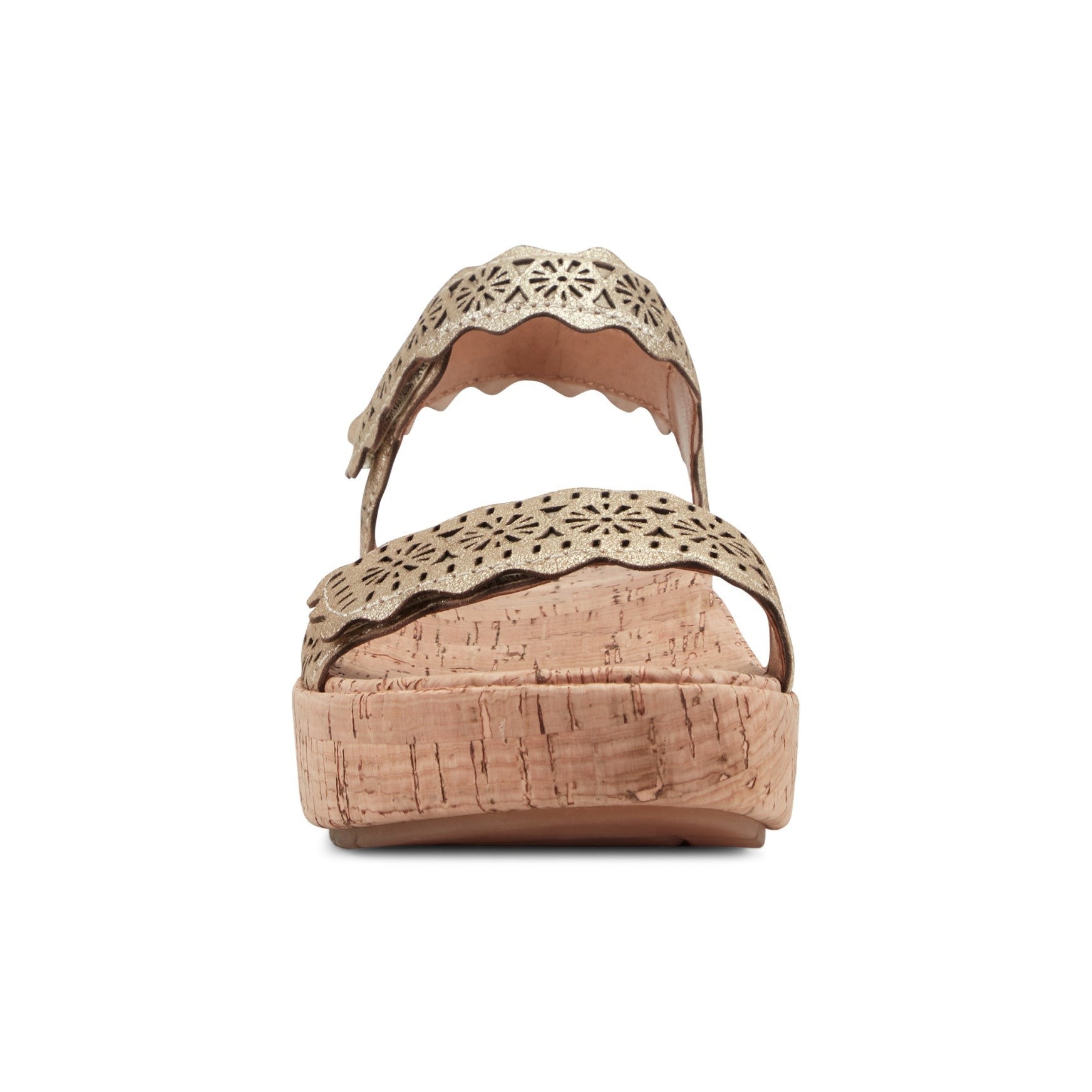 Earth Slata Cushioned Cork-Footbed Women's Casual Leather Sandal - Gold Leather - 3
