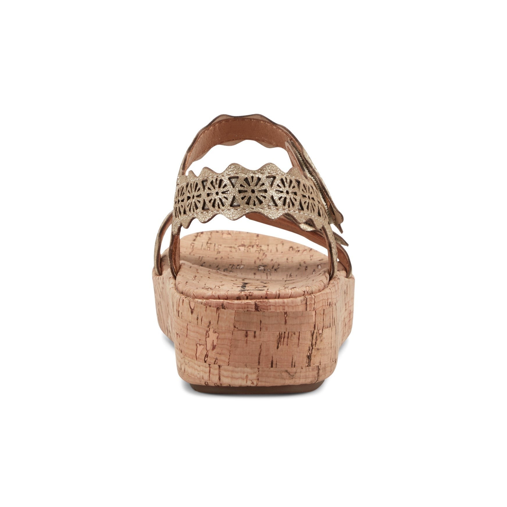 Earth Slata Cushioned Cork-Footbed Women's Casual Leather Sandal - Gold Leather - 4