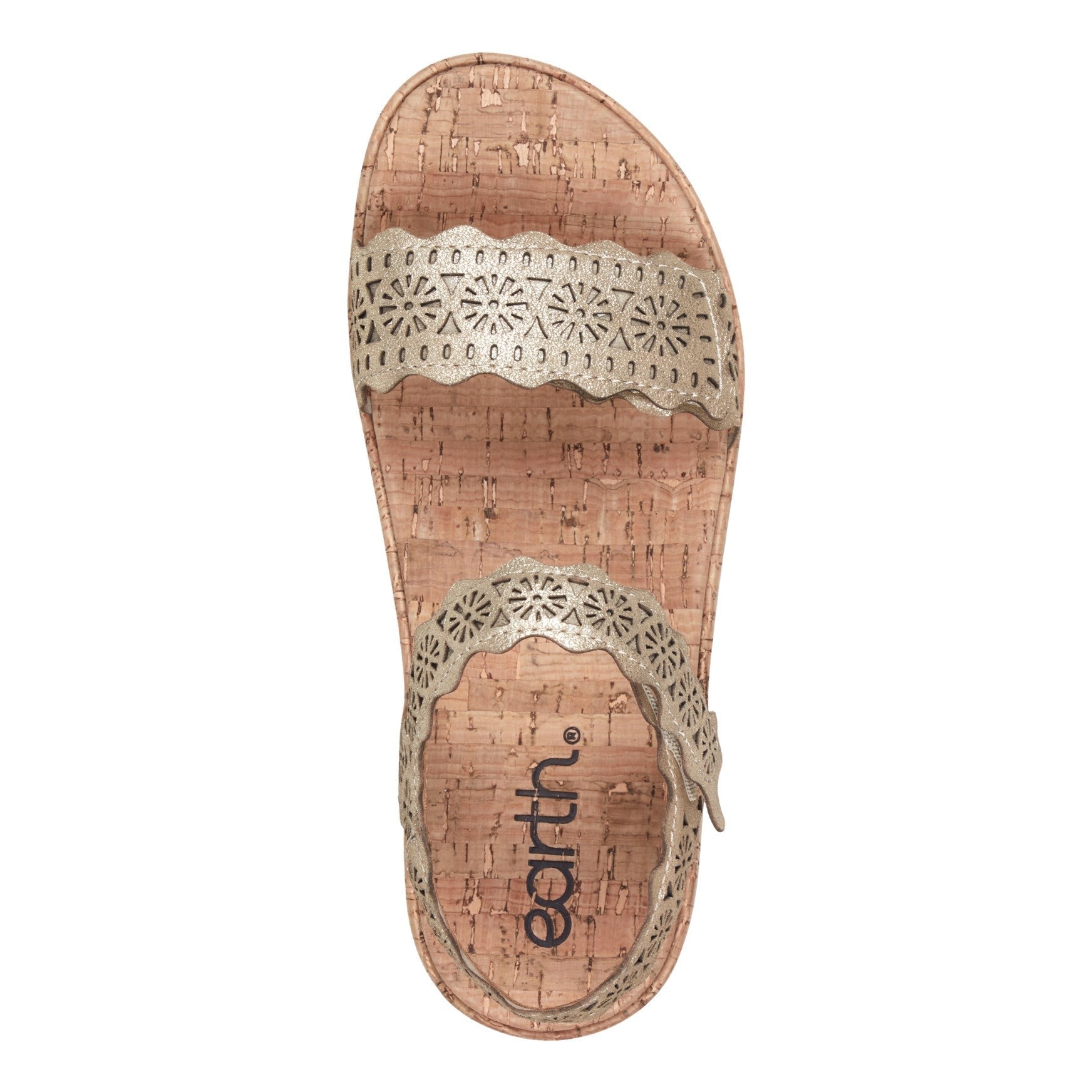 Earth Slata Cushioned Cork-Footbed Women's Casual Leather Sandal - Gold Leather - 5