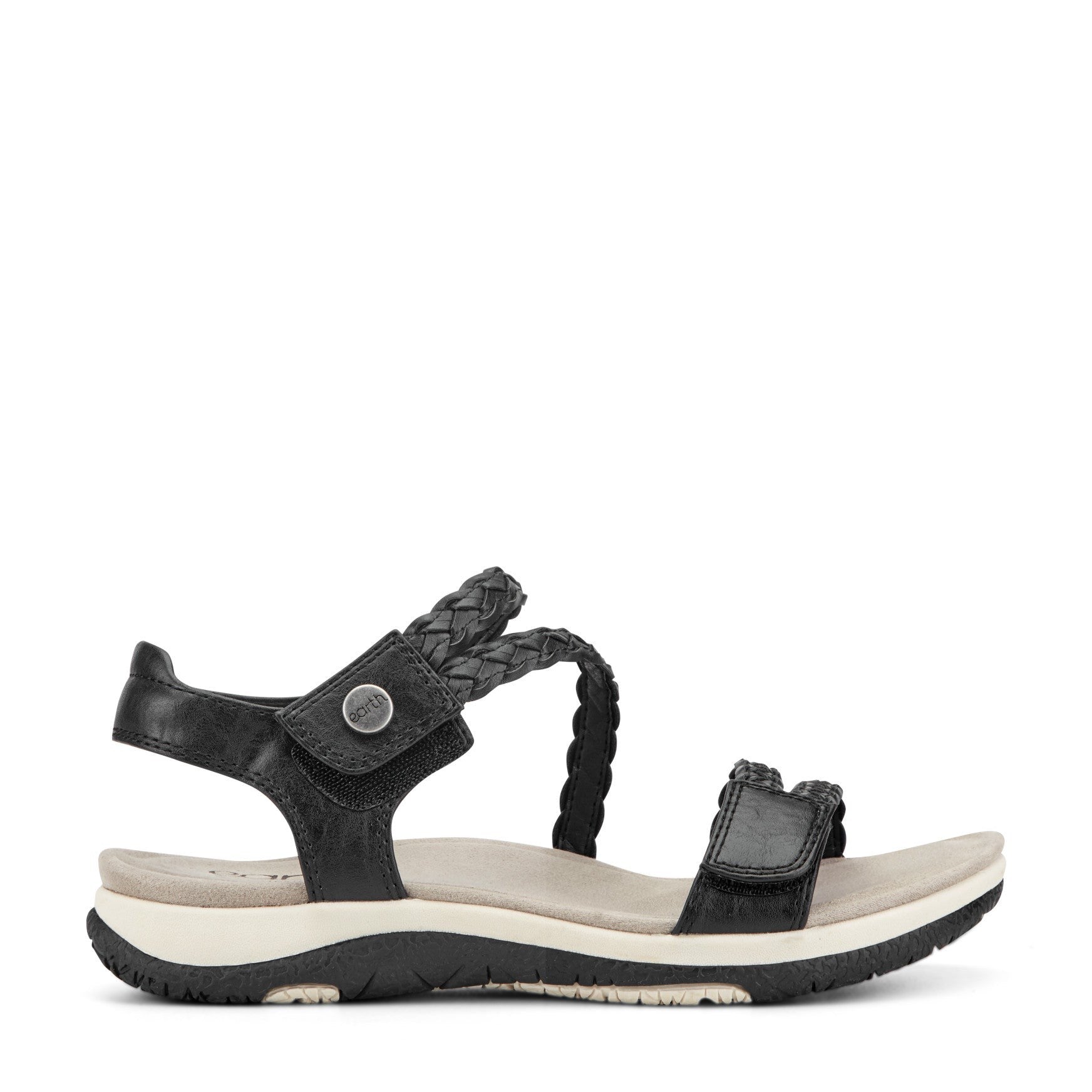 Earth Stellon Braided Strappy Sandal Cushioned Arch Support Women's Sandal - Black - 1
