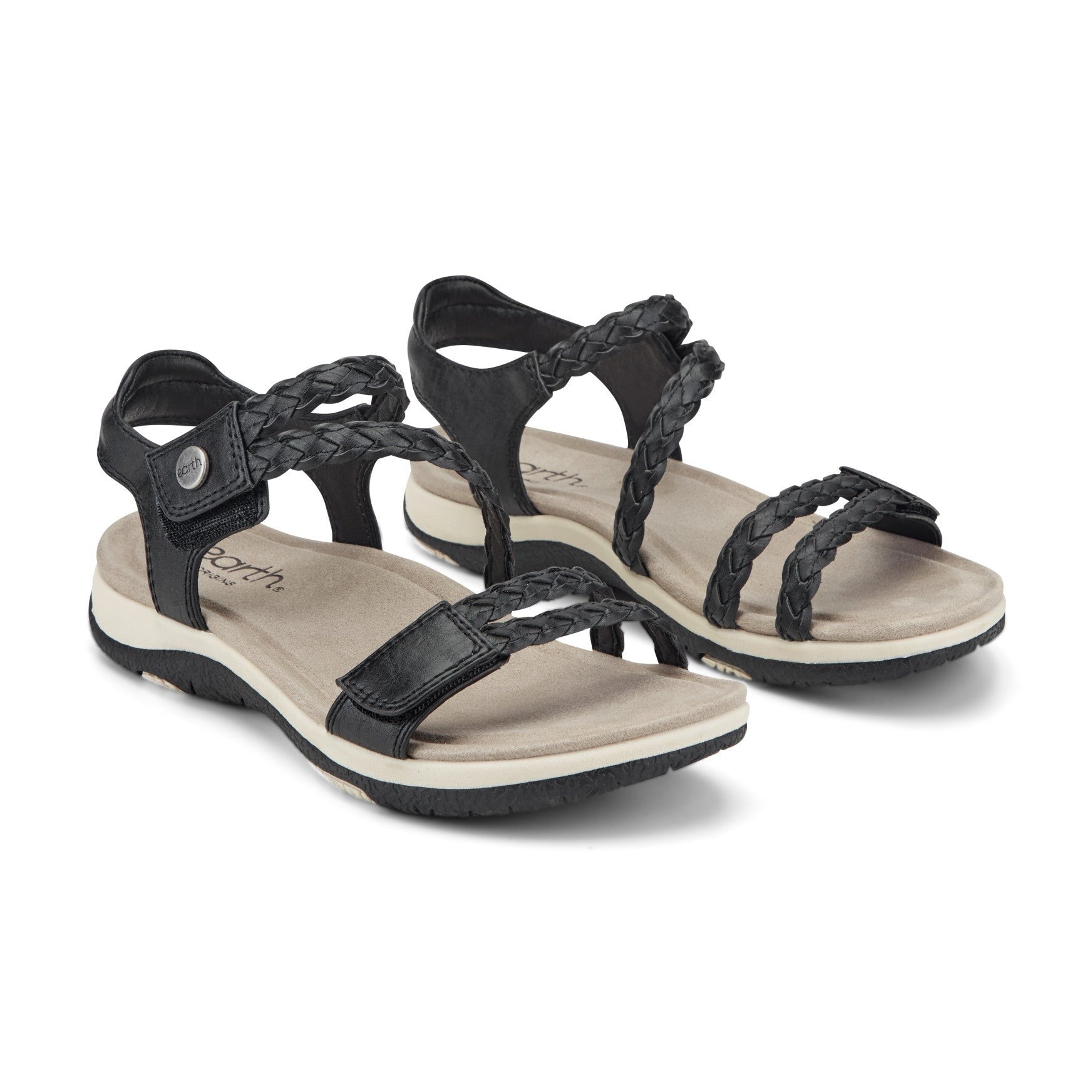 Earth Stellon Braided Strappy Sandal Cushioned Arch Support Women's Sandal - Black - 2