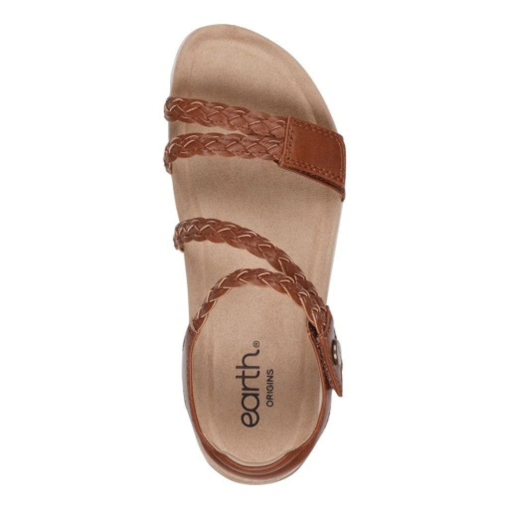 Earth Stellon Braided Strappy Sandal Cushioned Arch Support Women's Sandal - Medium Brown - 6
