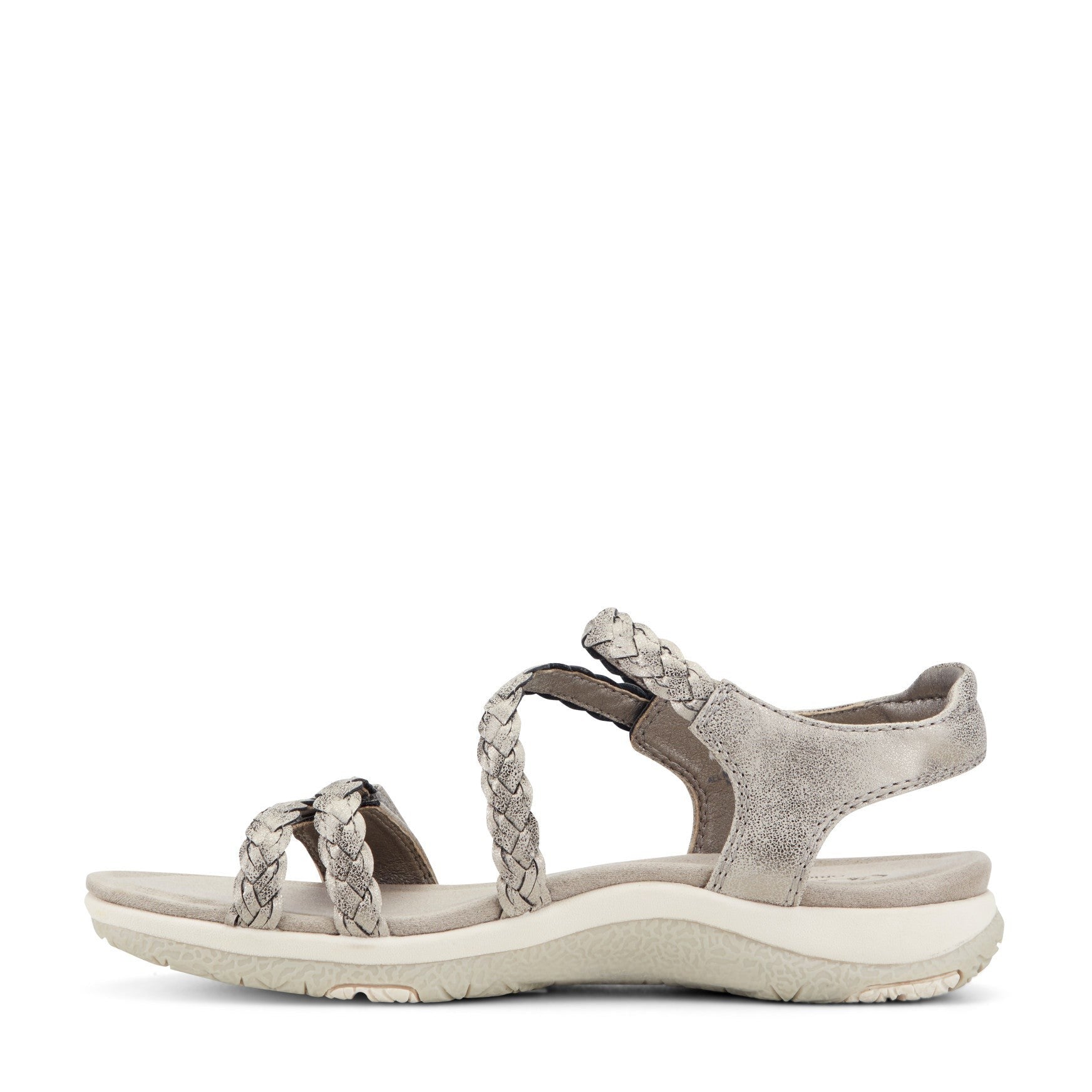 Earth Stellon Braided Strappy Sandal Cushioned Arch Support Women's Sandal - Silver - 4