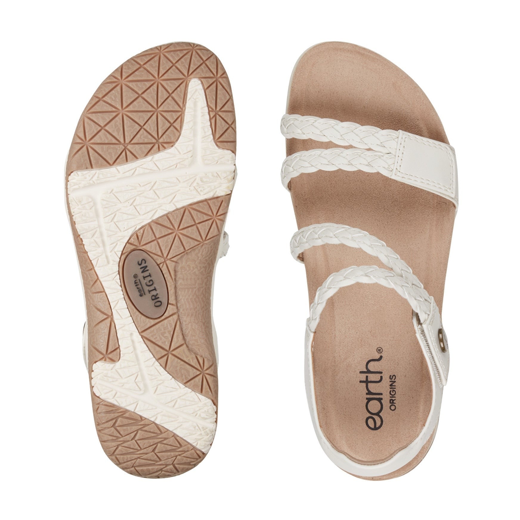 Earth Stellon Braided Strappy Sandal Cushioned Arch Support Women's Sandal - White - 5