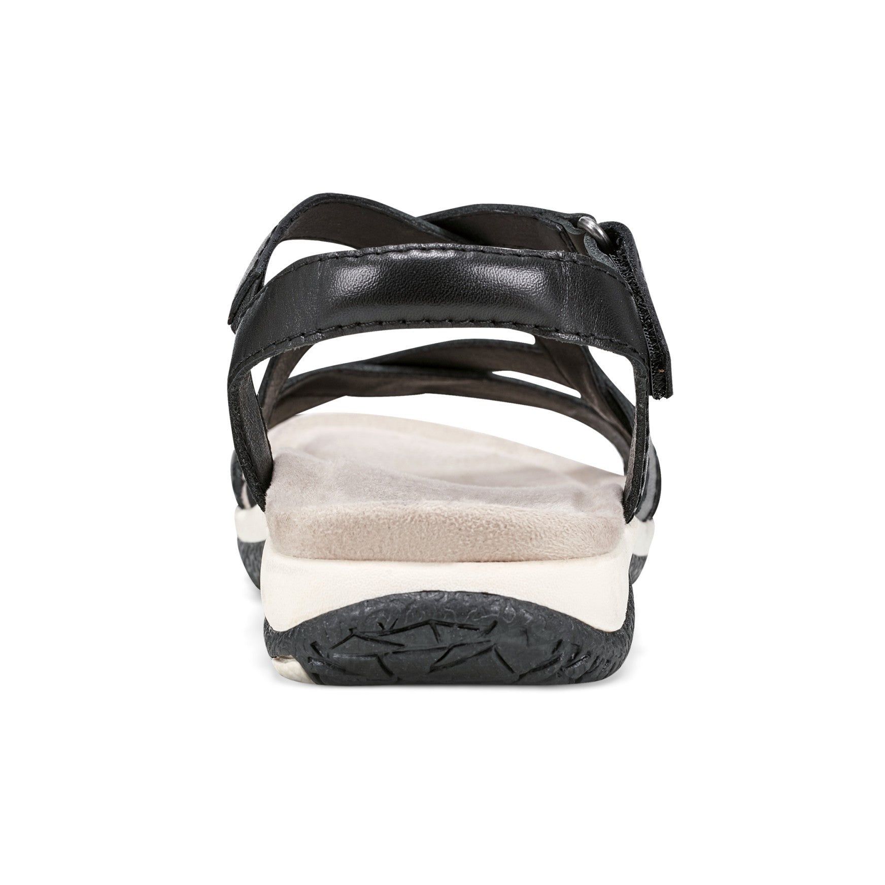 Earth Sterling Arch-Support Cushioned Strappy Women's Flat Sandal - Black Leather - 4