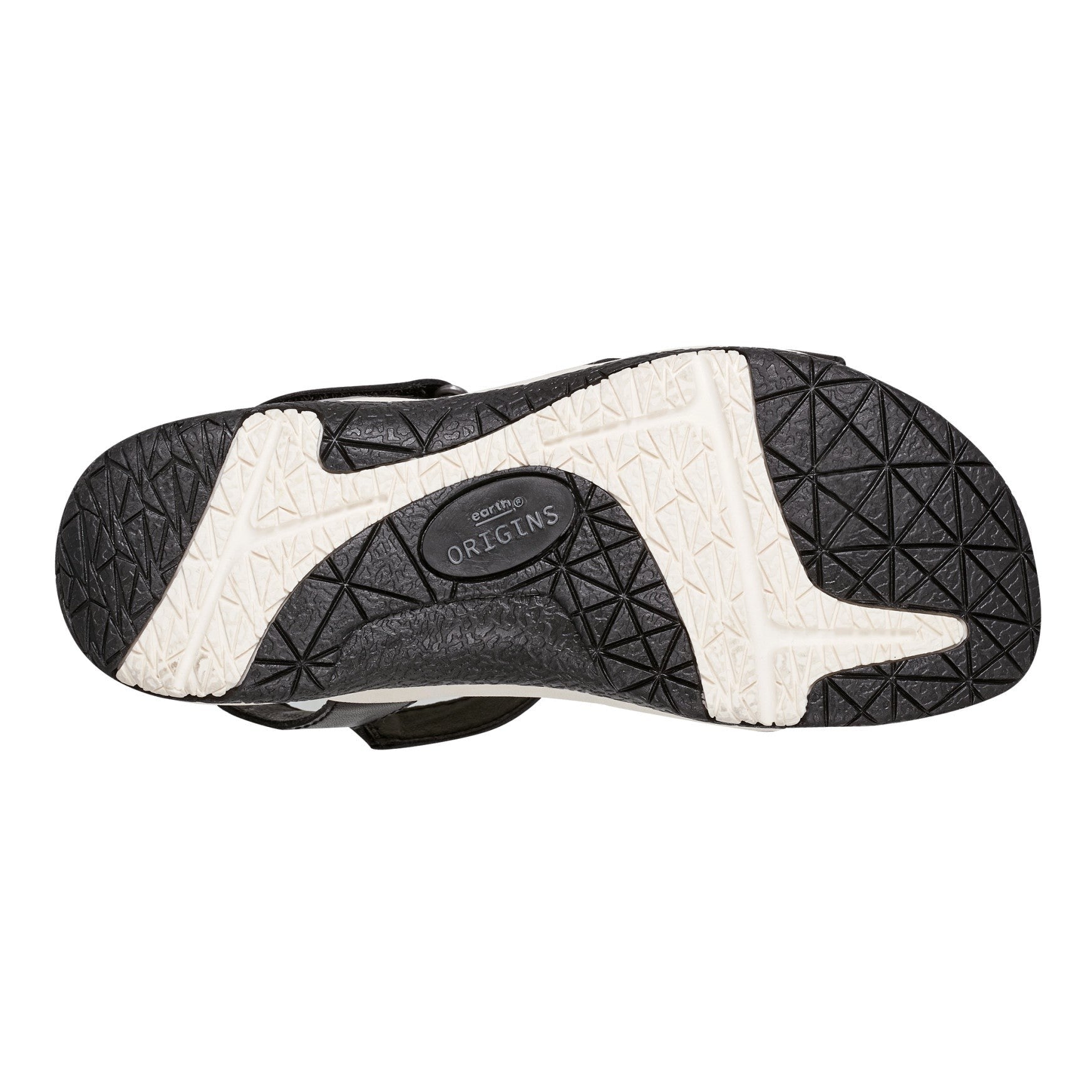 Earth Sterling Arch-Support Cushioned Strappy Women's Flat Sandal - Black Leather - 6