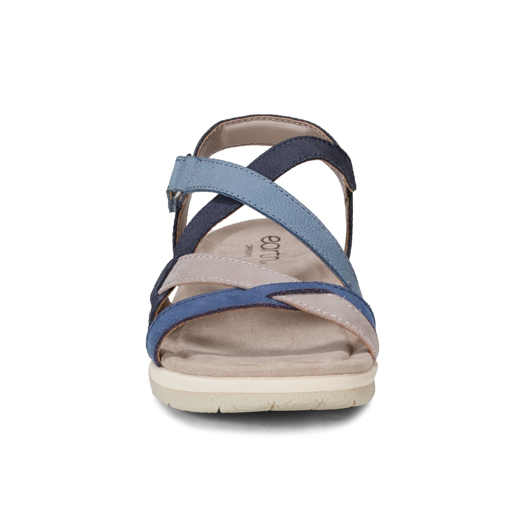 Earth Sterling Arch-Support Cushioned Strappy Women's Flat Sandal - Blue Multi Leather - 3